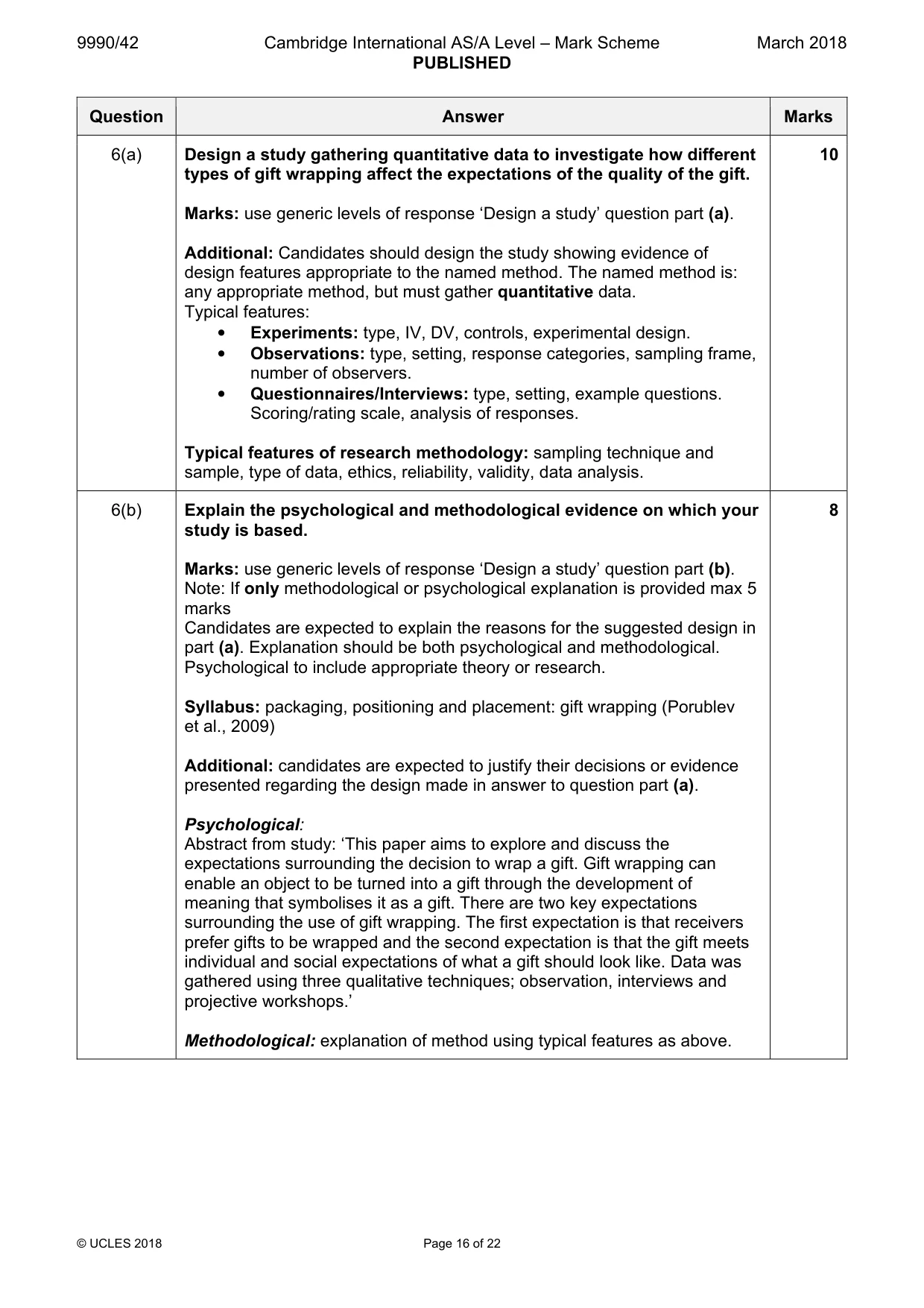 Mark scheme, page 16 of 22