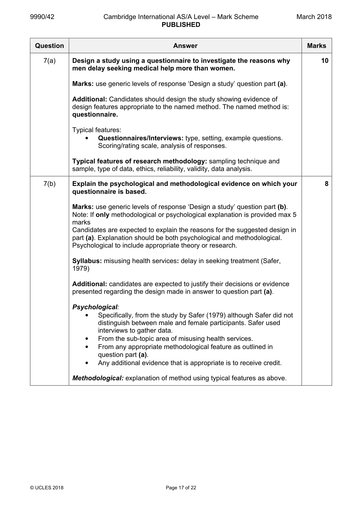 Mark scheme, page 17 of 22