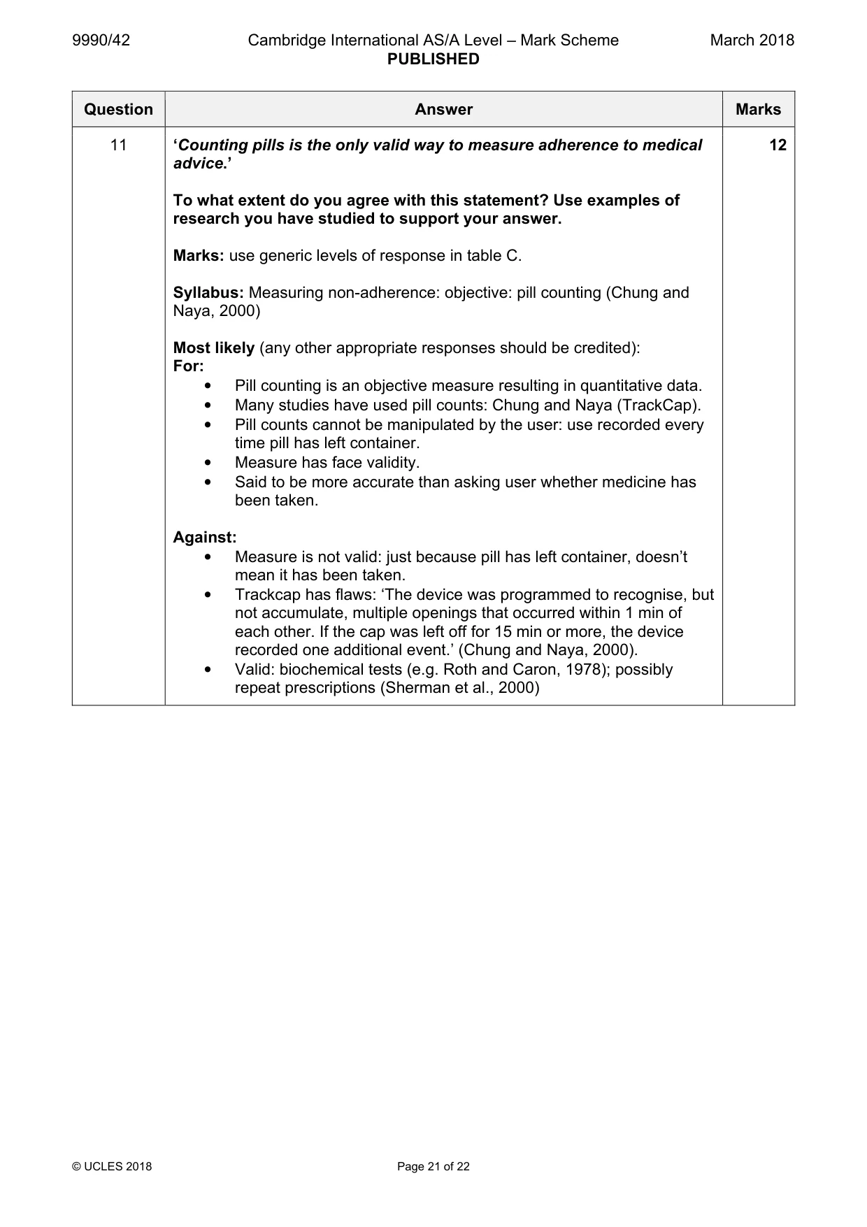 Mark scheme, page 21 of 22