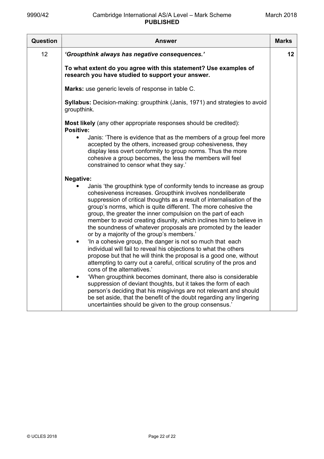 Mark scheme, page 22 of 22