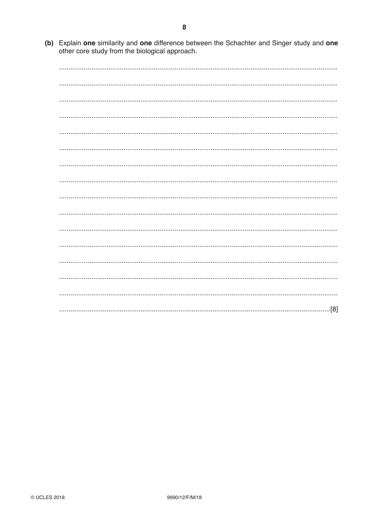 Cambridge A Level Psychology (from 2018) 9990 2018 Feb/March Paper 1 · Variant 2 question paper, page 8 of 12