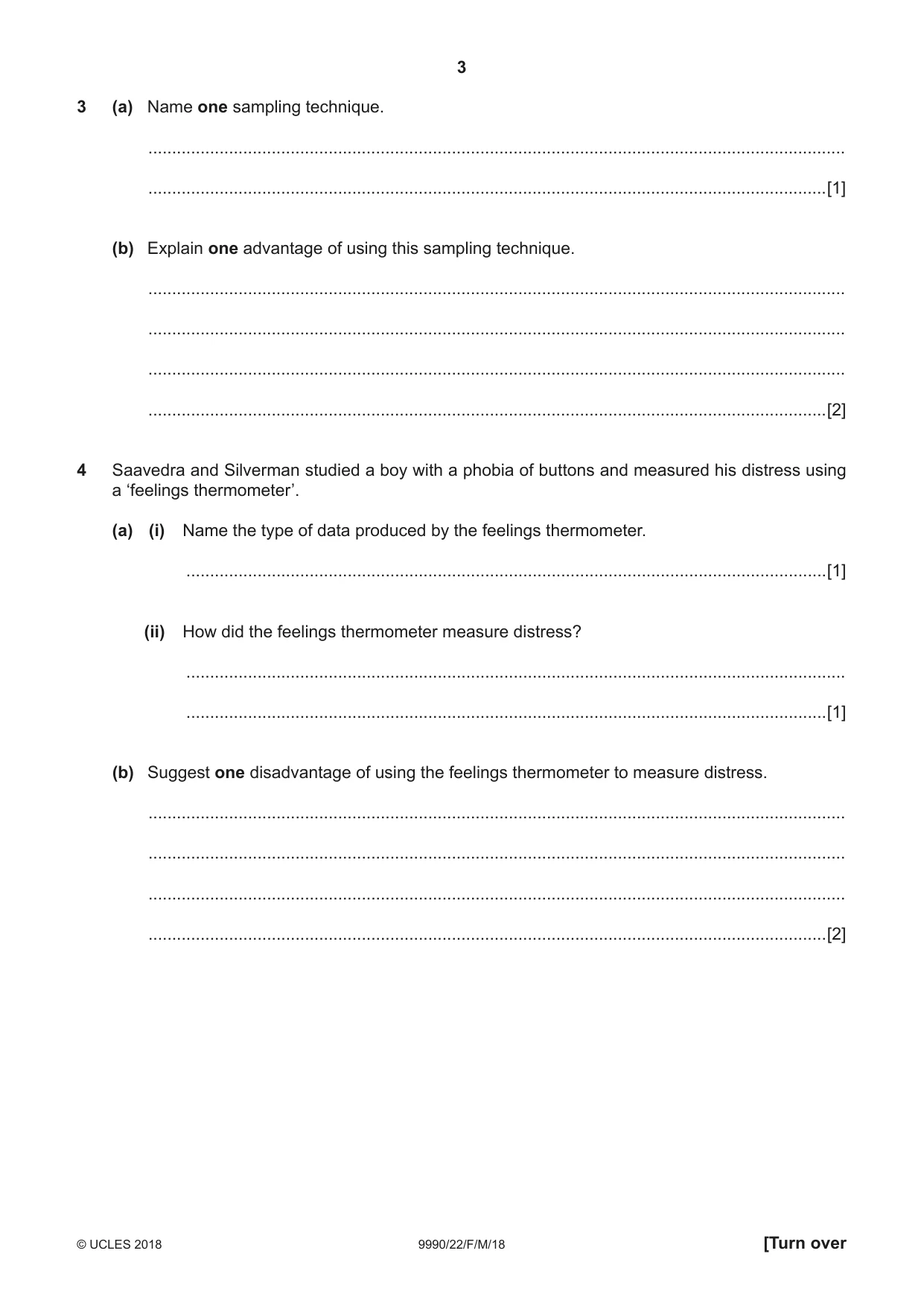 Cambridge A Level Psychology (from 2018) 9990 2018 Feb/March Paper 2 · Variant 2 question paper, page 3 of 12