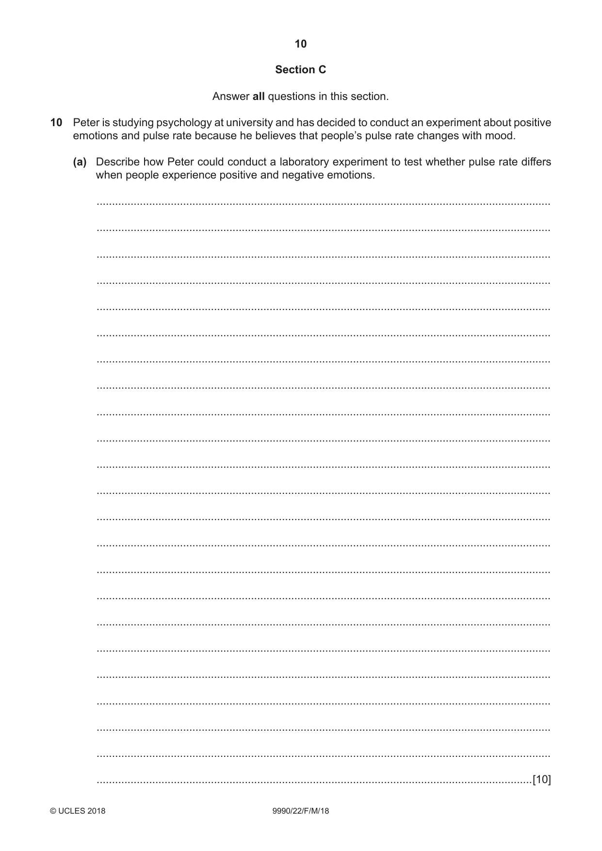 Cambridge A Level Psychology (from 2018) 9990 2018 Feb/March Paper 2 · Variant 2 question paper, page 10 of 12