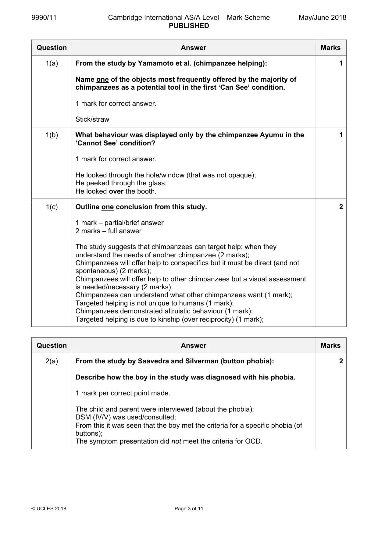 Mark scheme, page 3 of 11