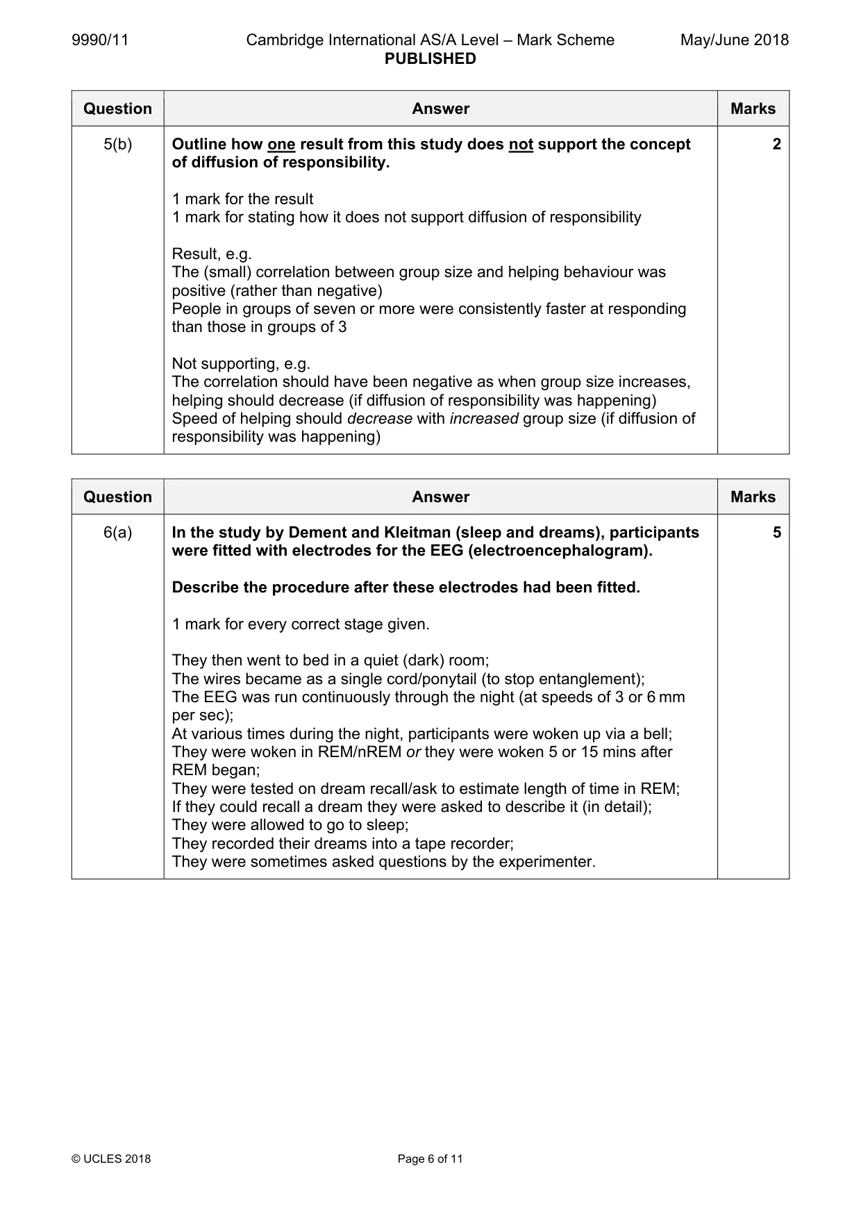 Mark scheme, page 6 of 11