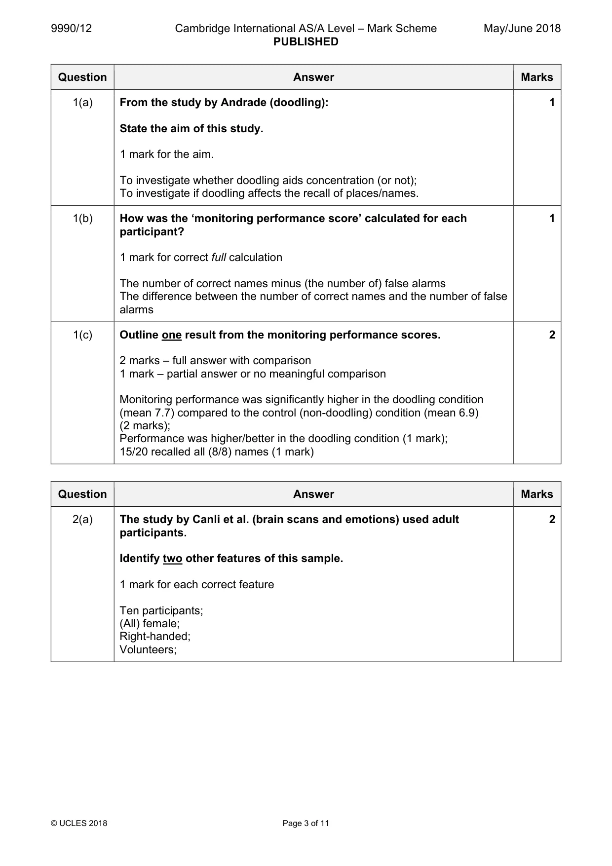 Mark scheme, page 3 of 11