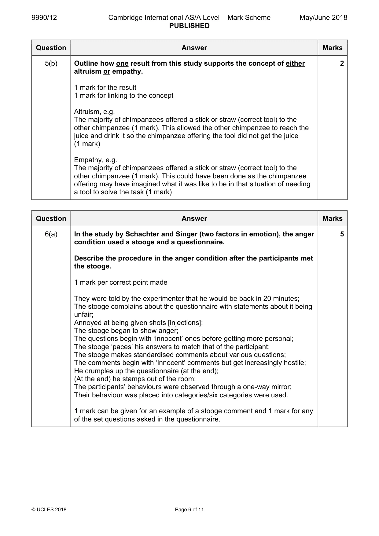 Mark scheme, page 6 of 11