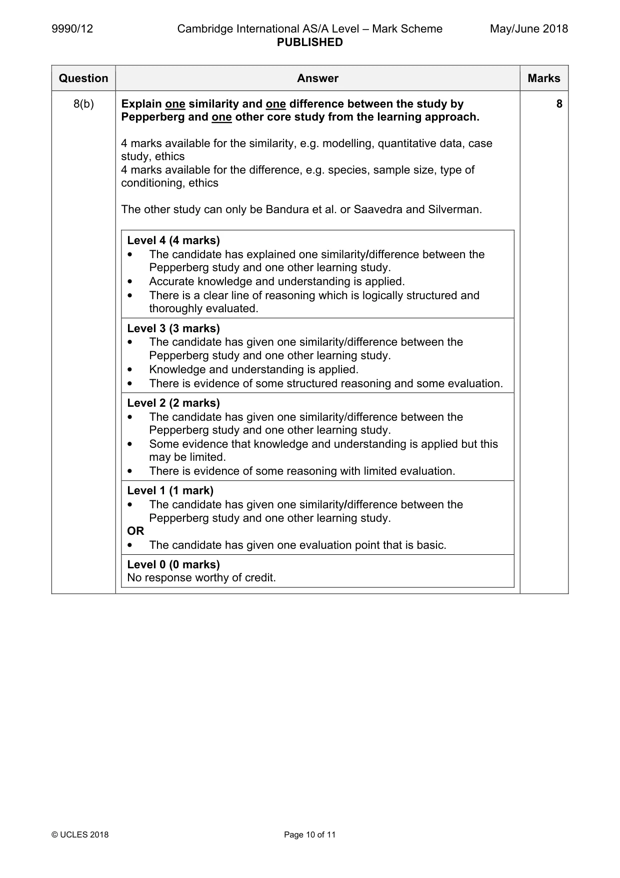 Mark scheme, page 10 of 11
