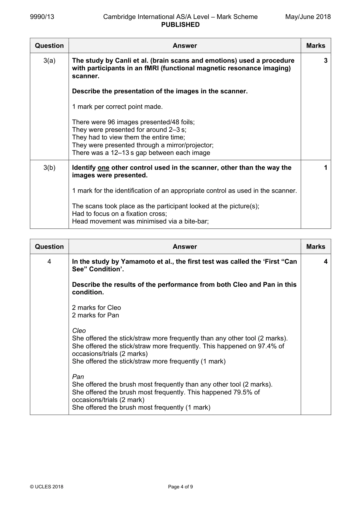 Mark scheme, page 4 of 9