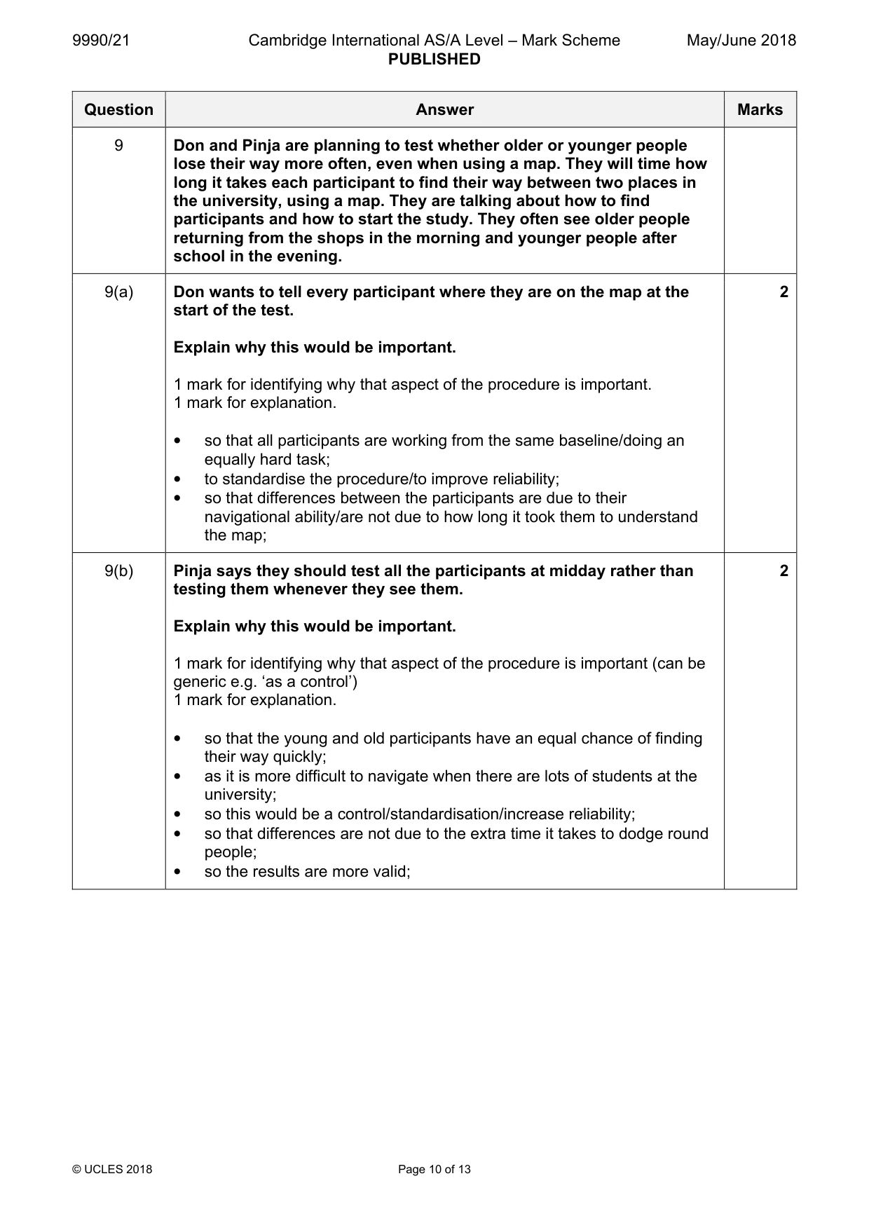 Mark scheme, page 10 of 13