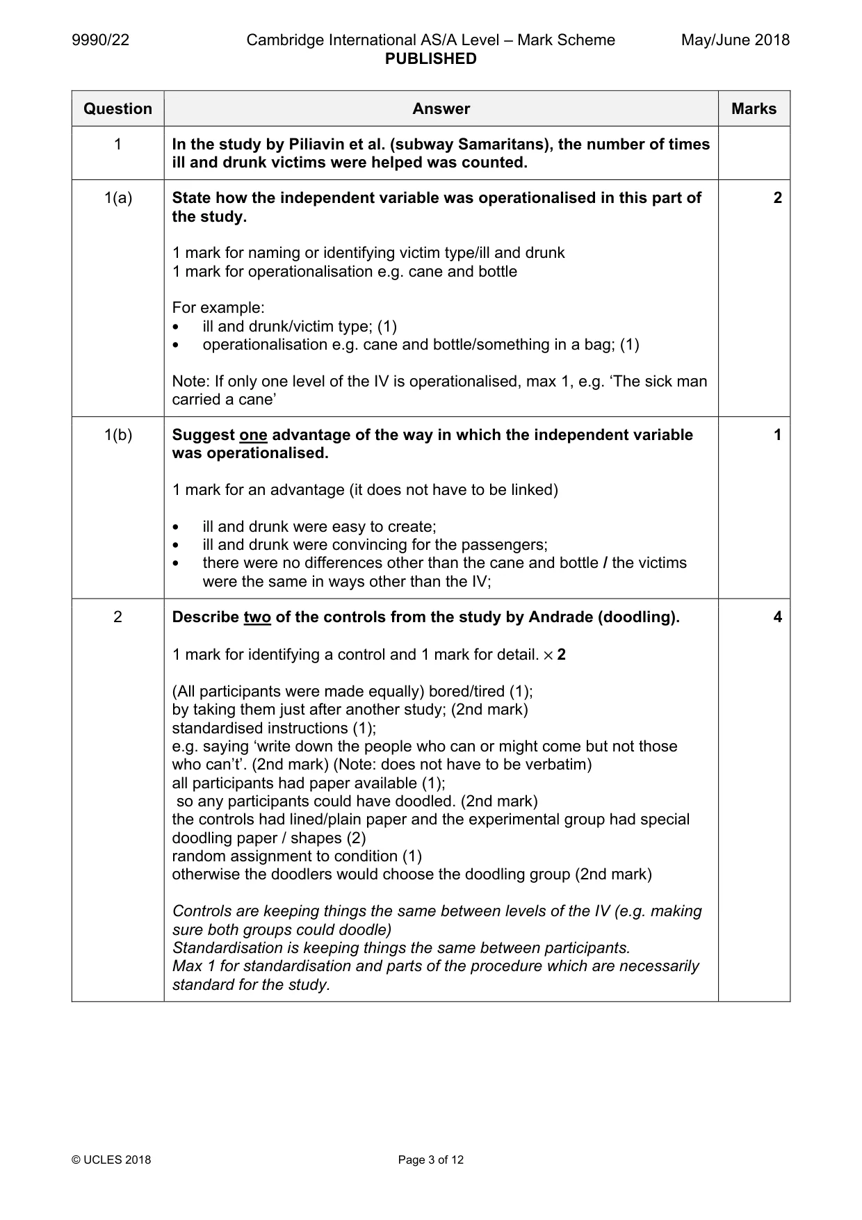 Mark scheme, page 3 of 12
