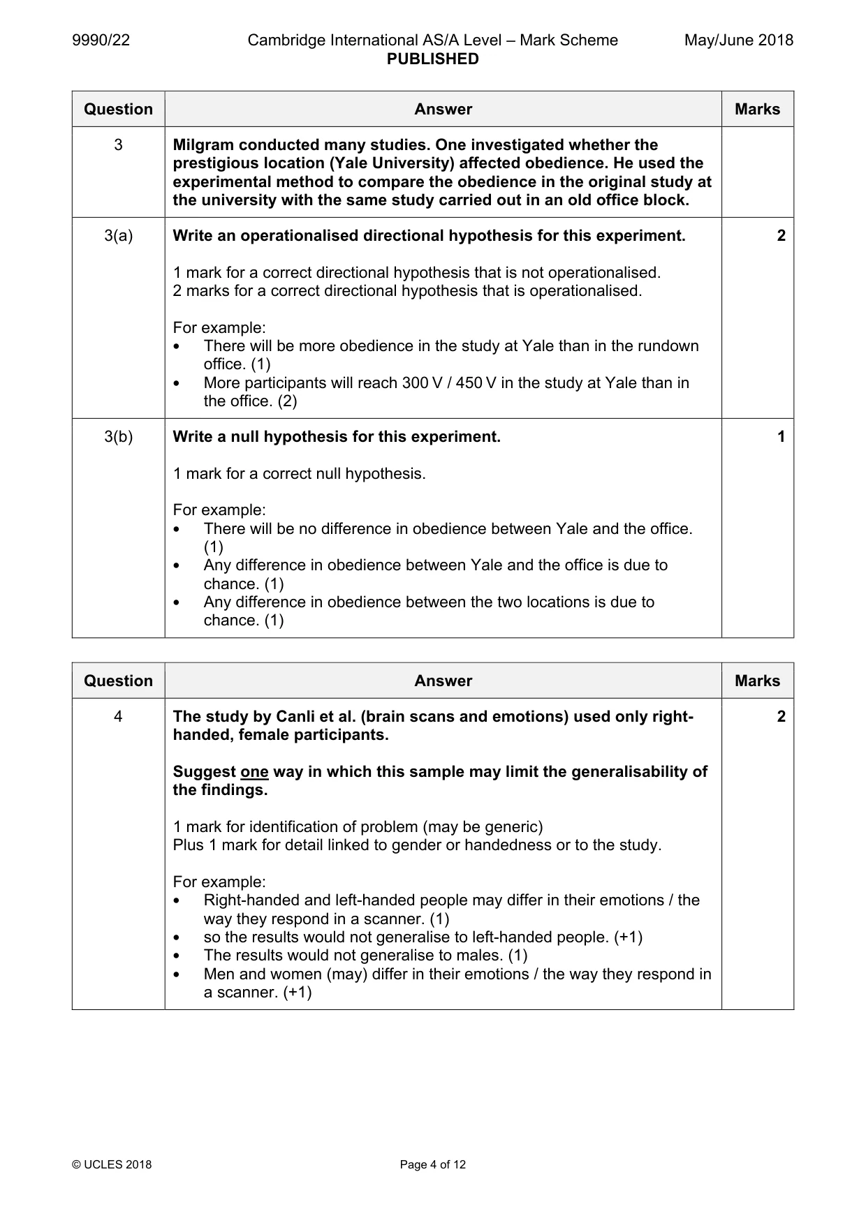 Mark scheme, page 4 of 12