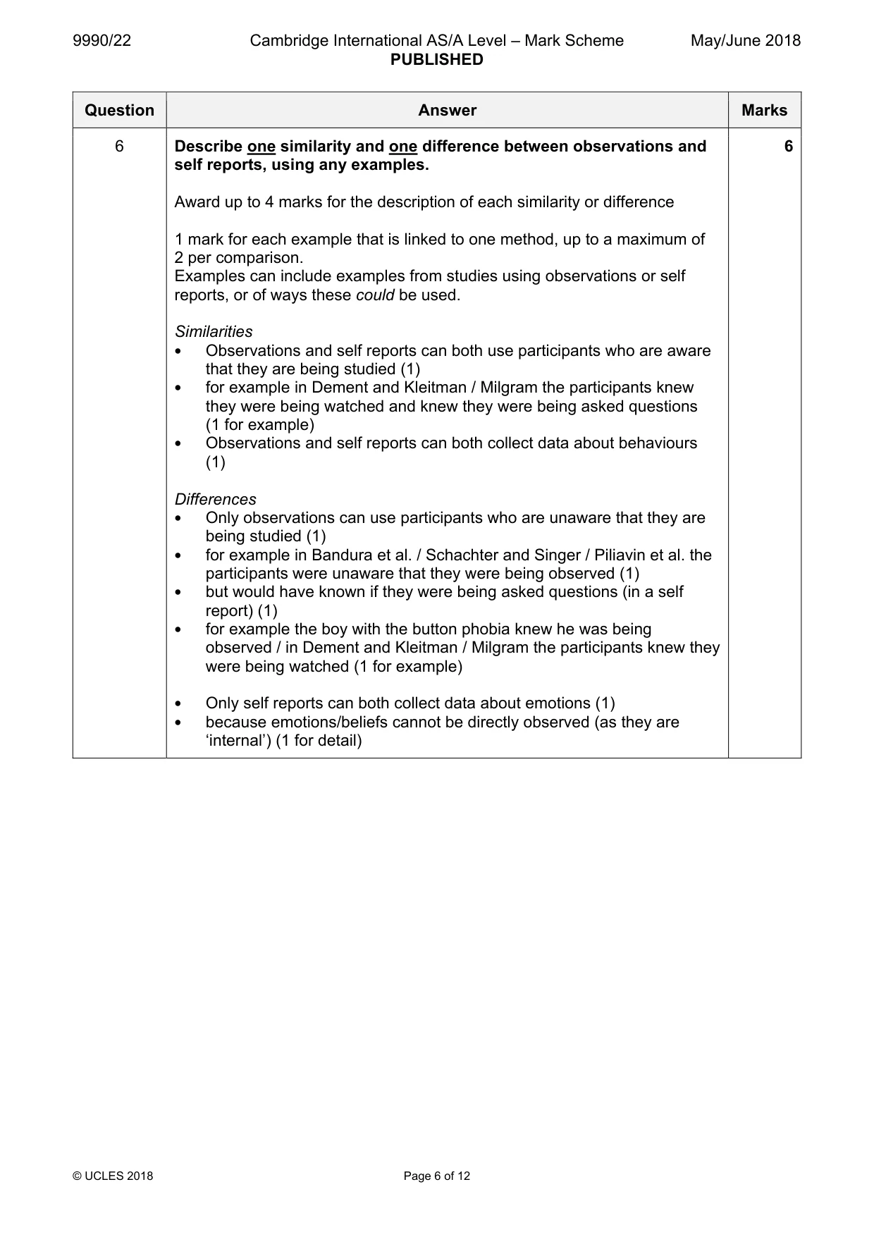 Mark scheme, page 6 of 12