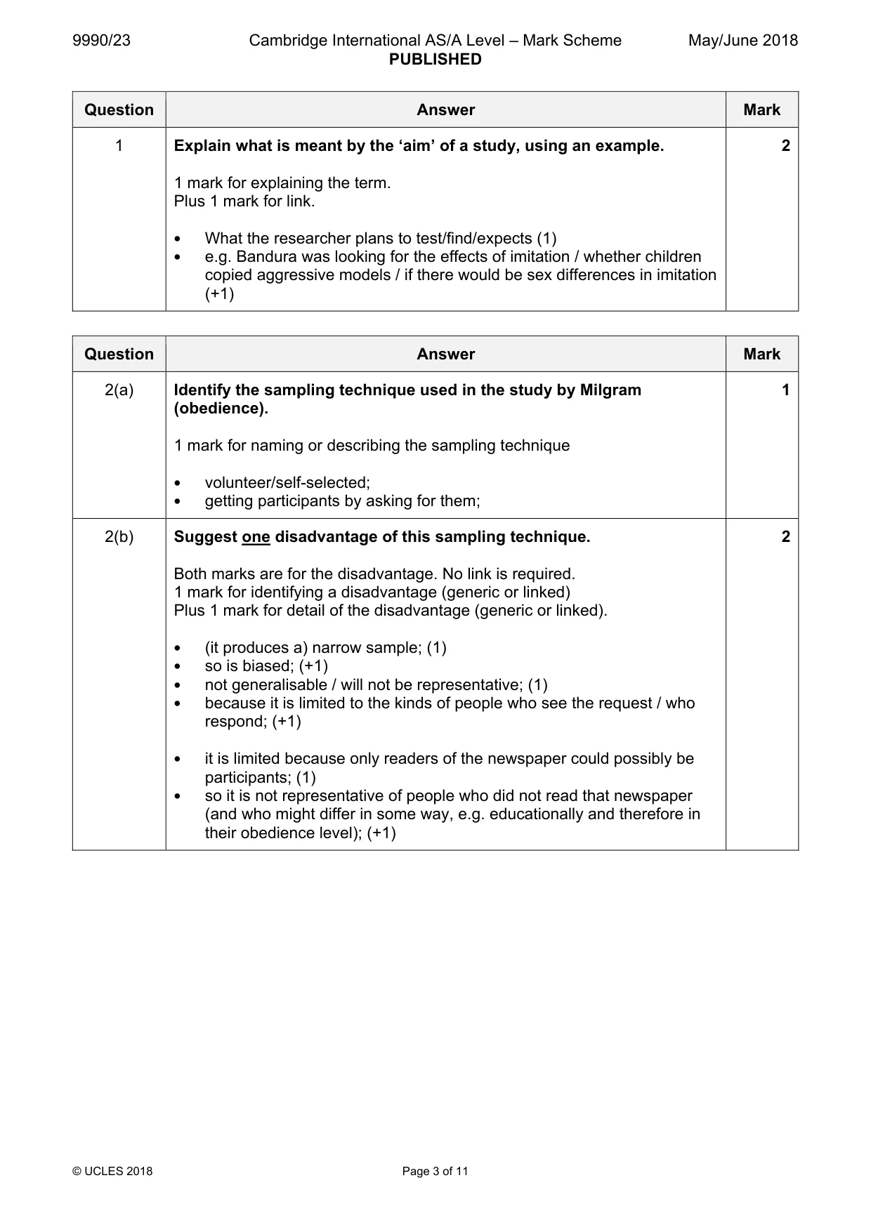 Mark scheme, page 3 of 11