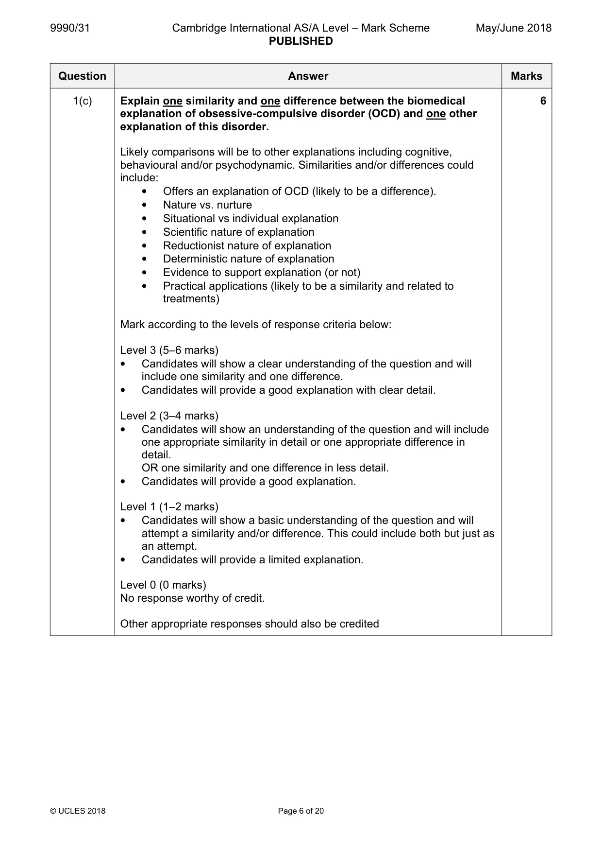 Mark scheme, page 6 of 20