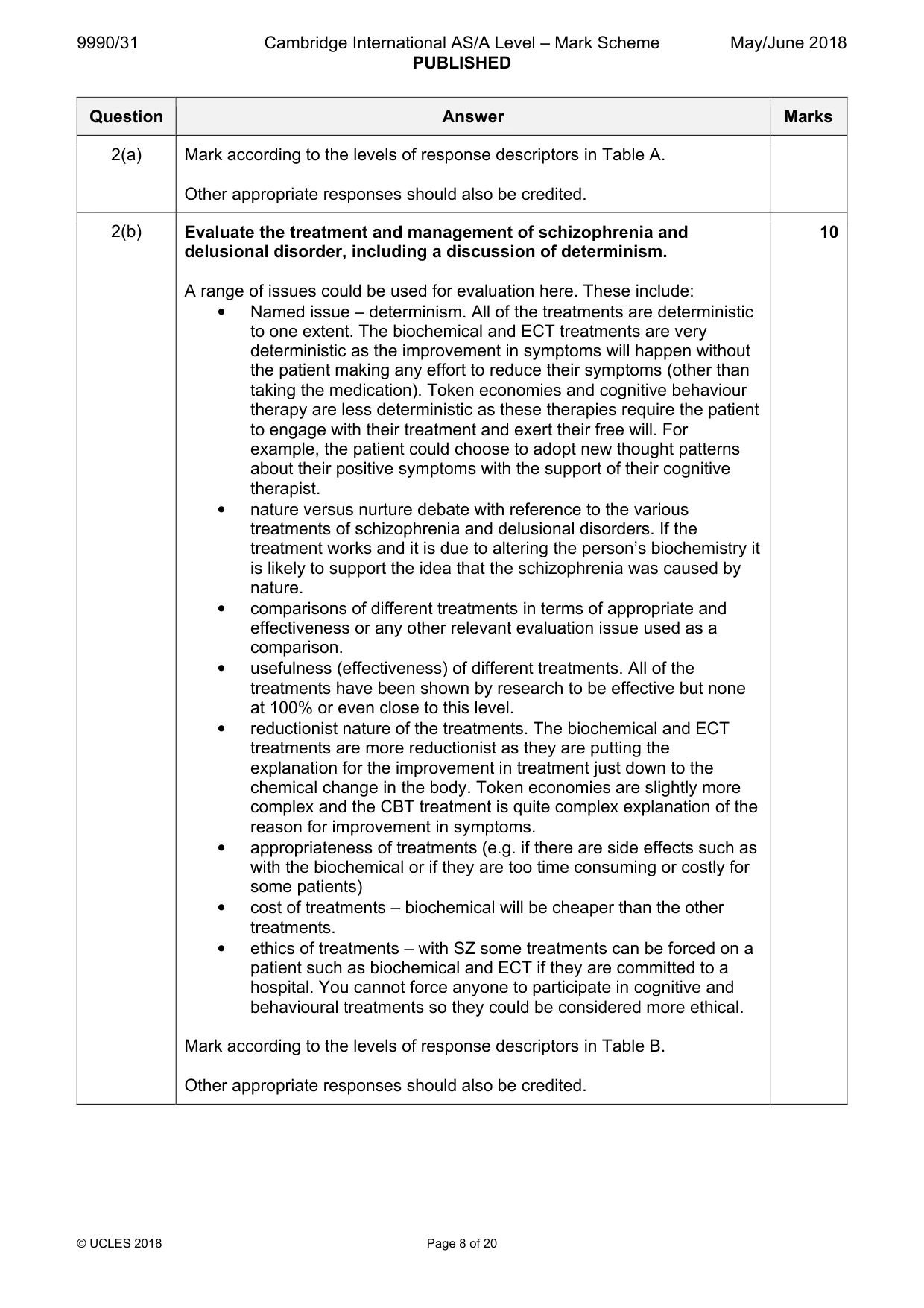 Mark scheme, page 8 of 20