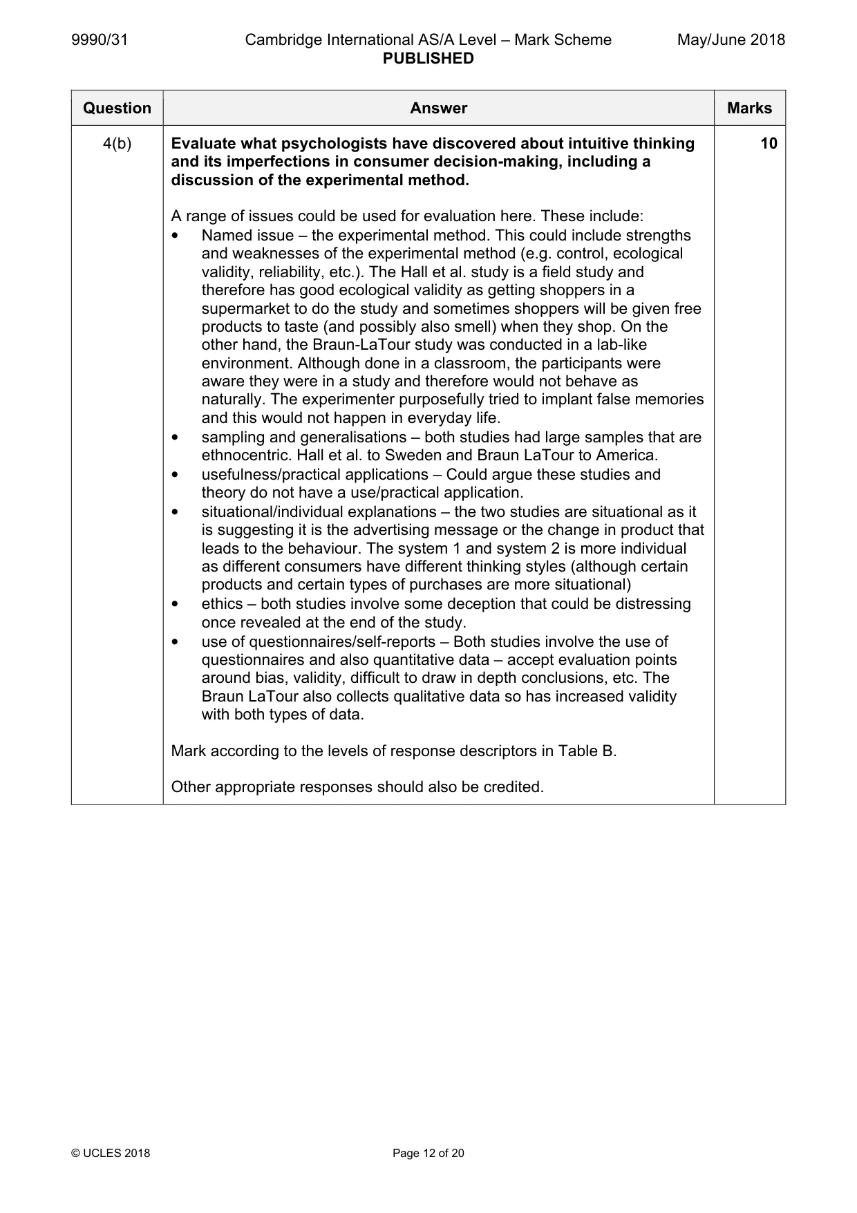 Mark scheme, page 12 of 20