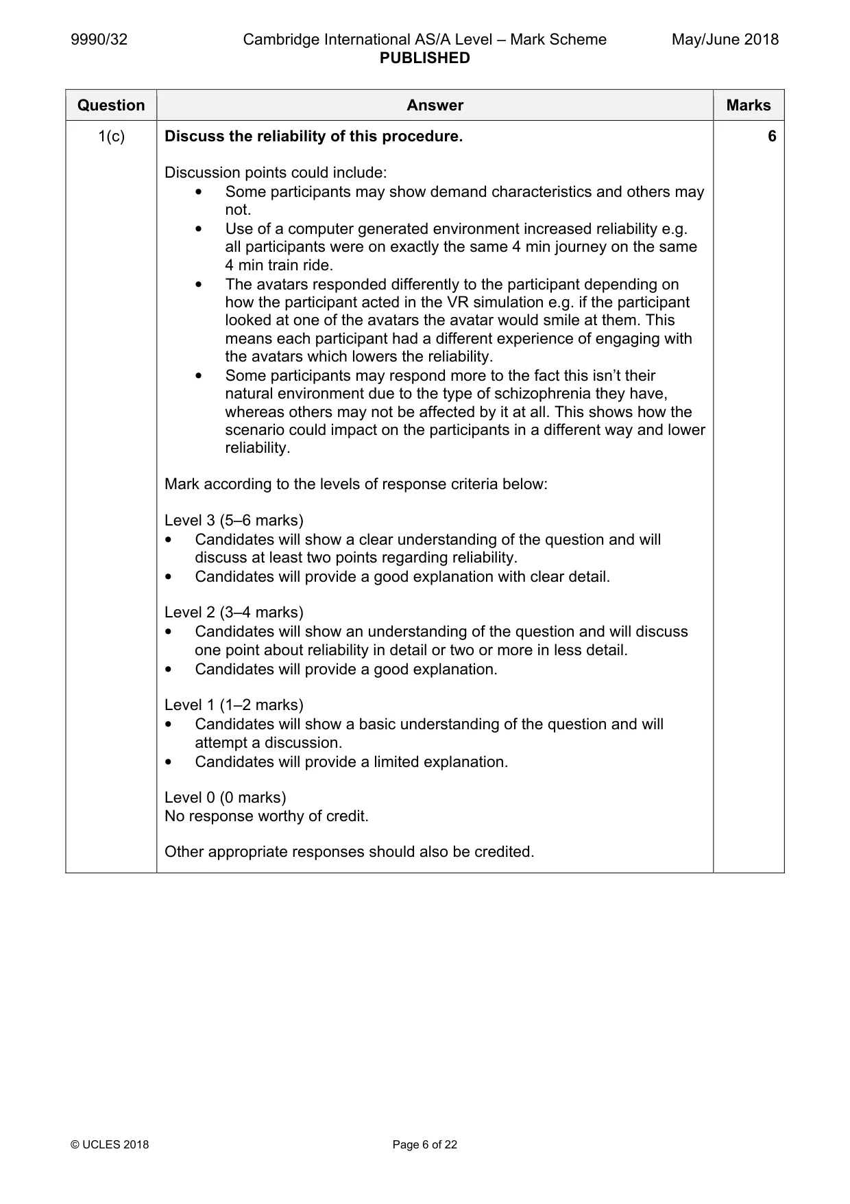 Mark scheme, page 6 of 22