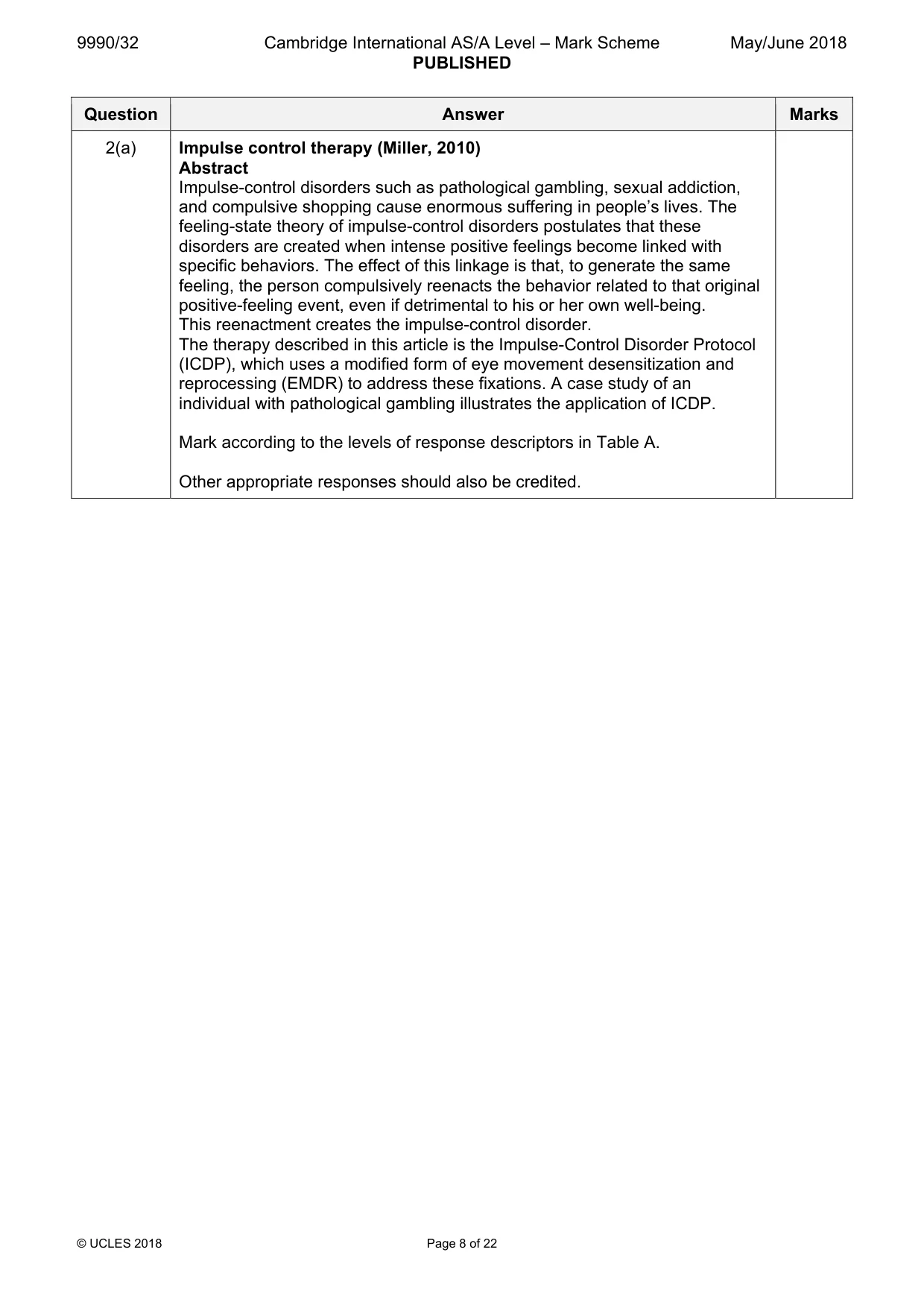 Mark scheme, page 8 of 22