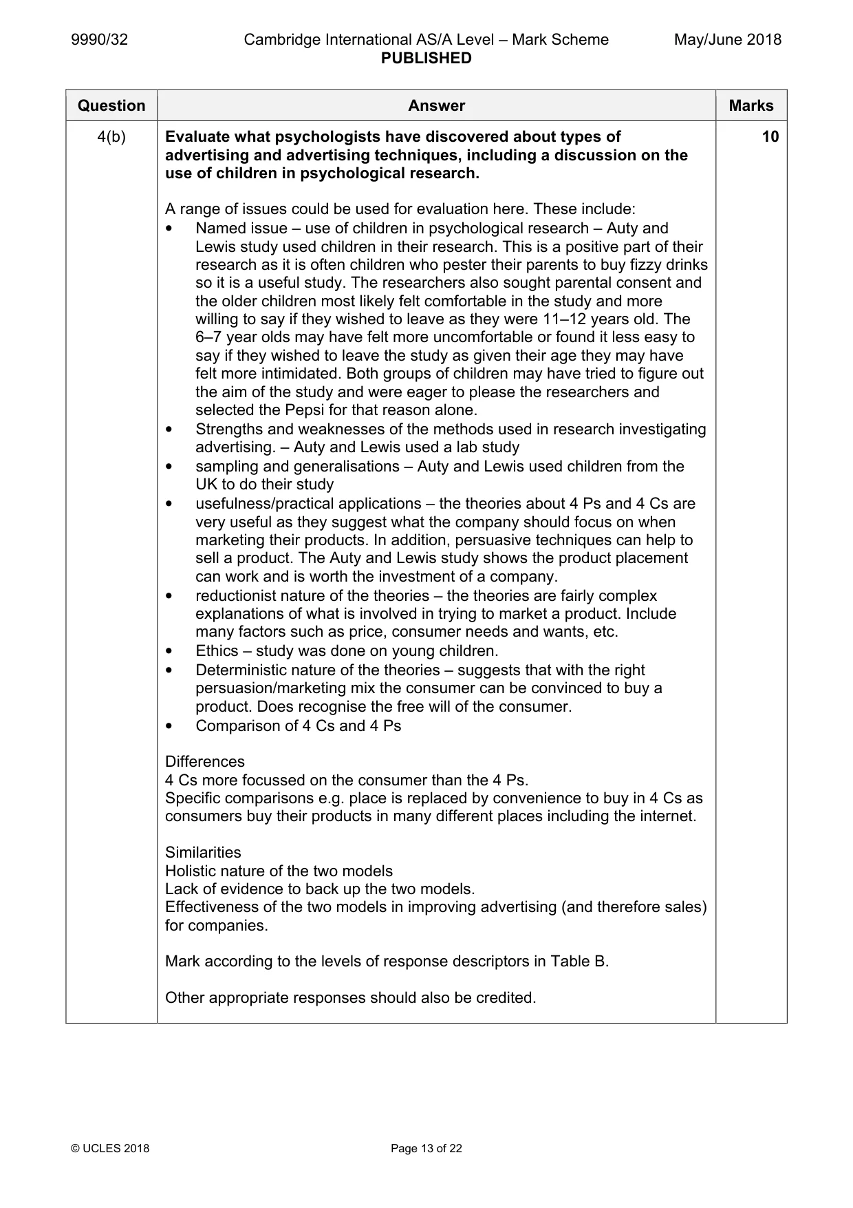 Mark scheme, page 13 of 22