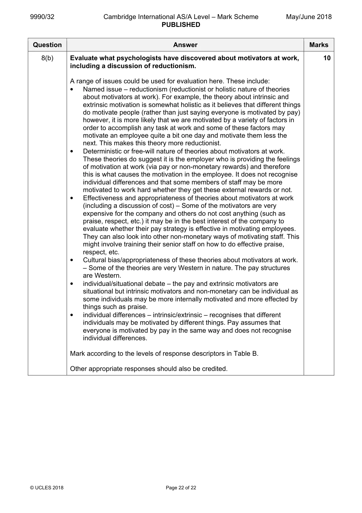 Mark scheme, page 22 of 22