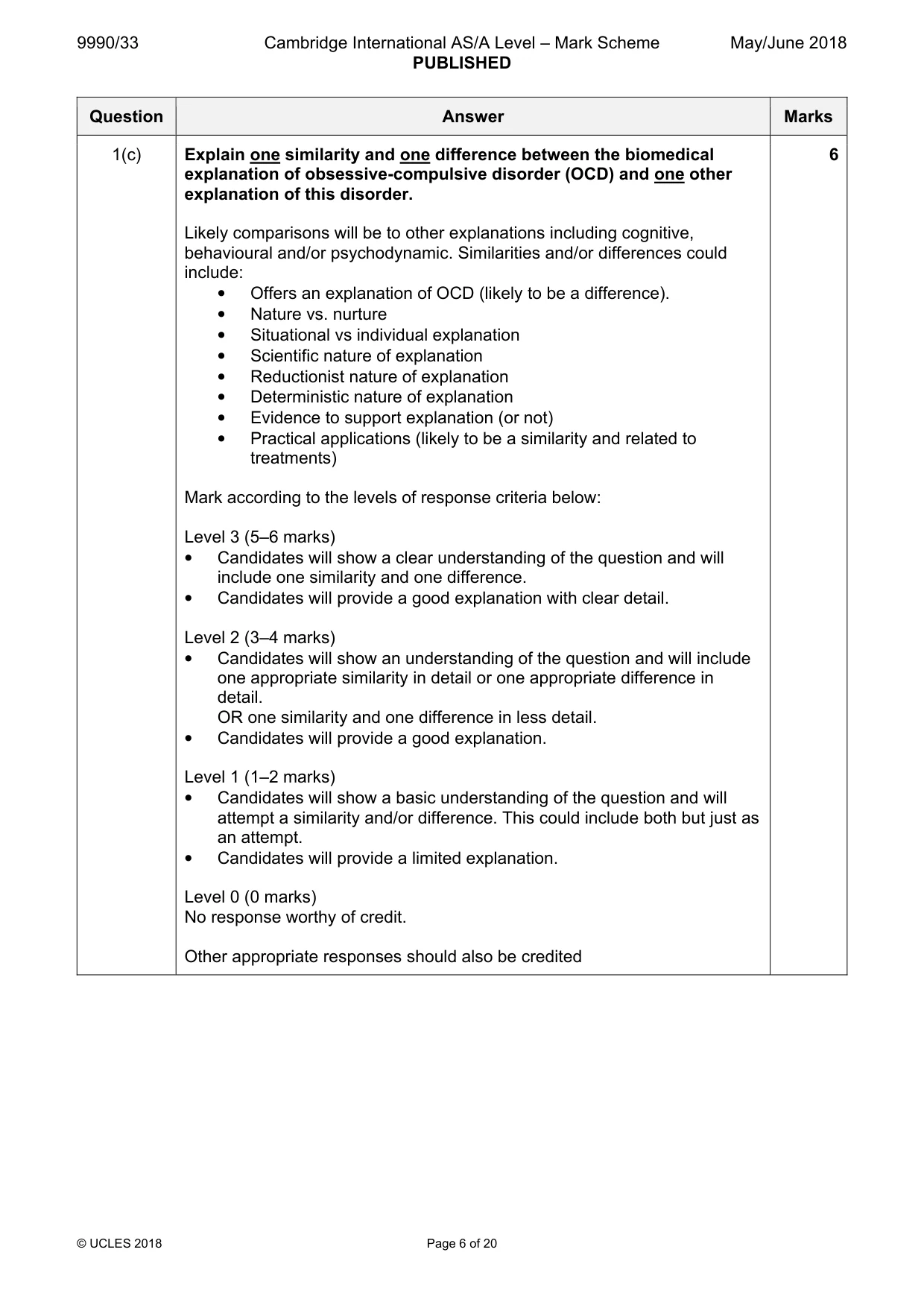 Mark scheme, page 6 of 20