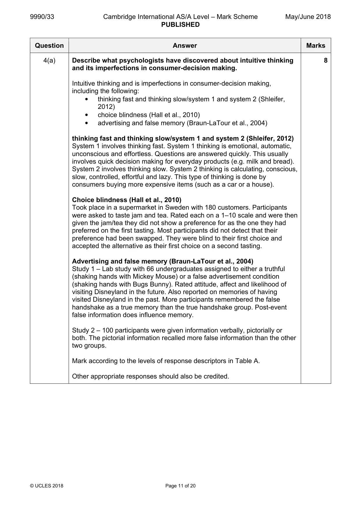 Mark scheme, page 11 of 20