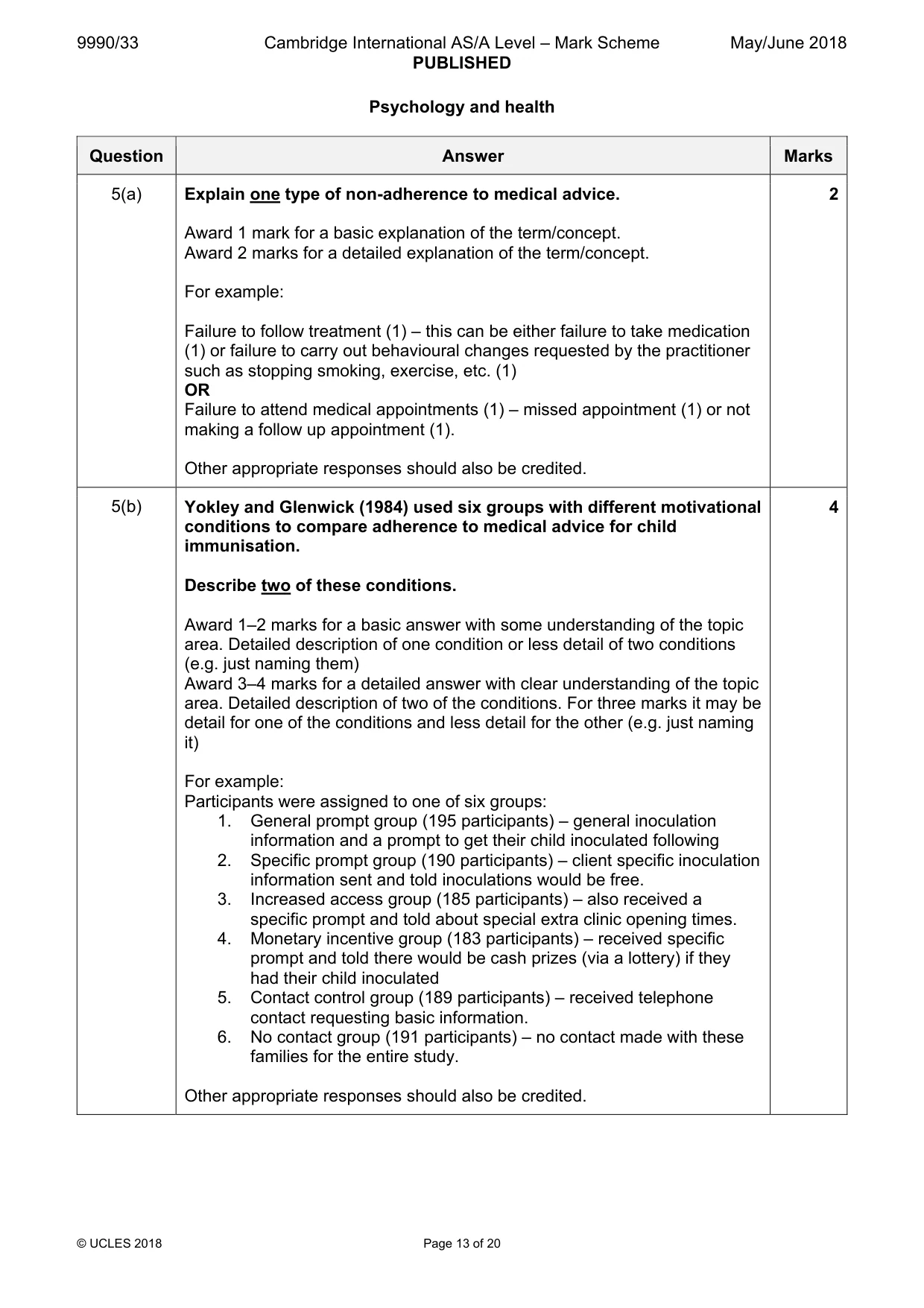 Mark scheme, page 13 of 20