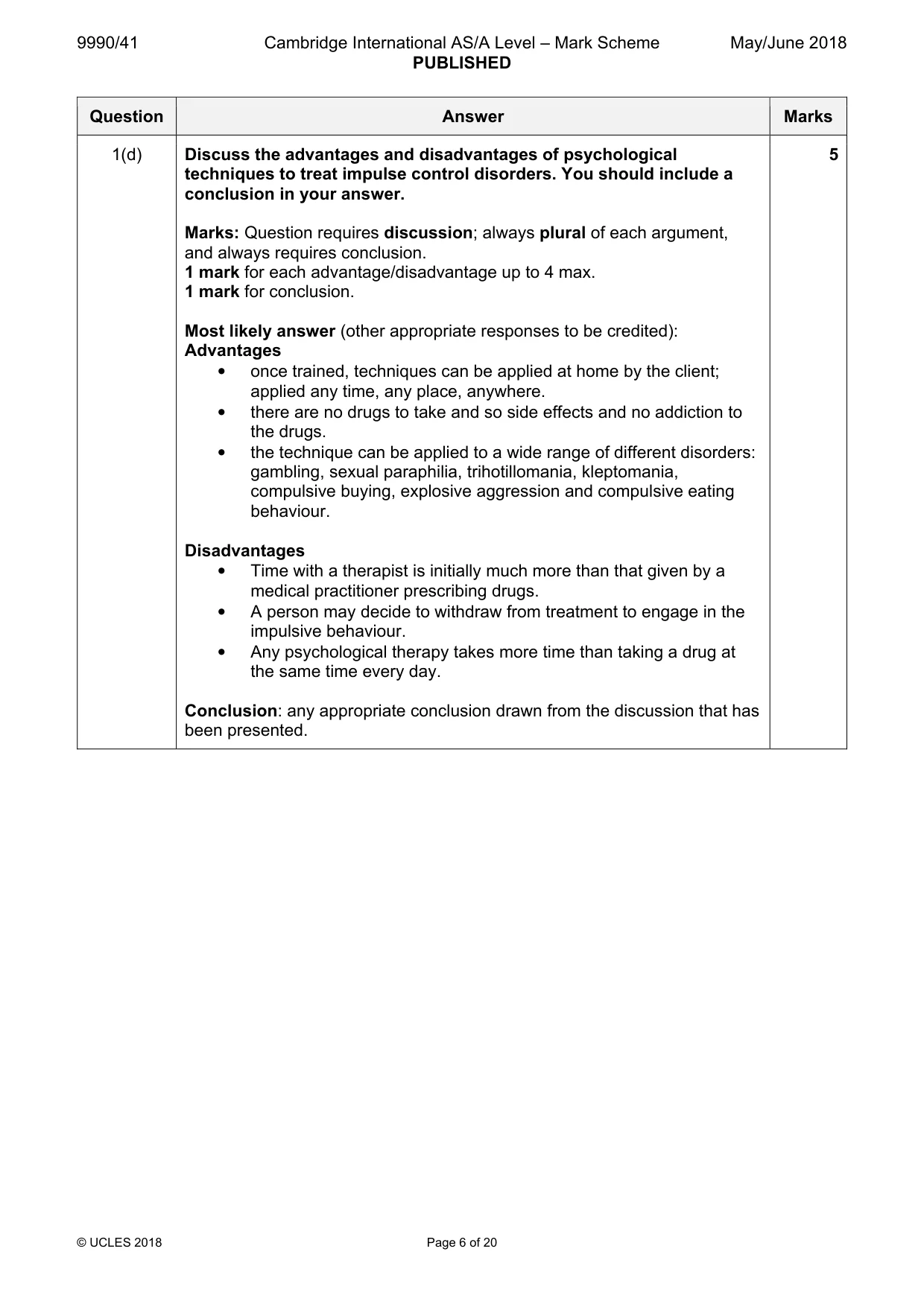 Mark scheme, page 6 of 20