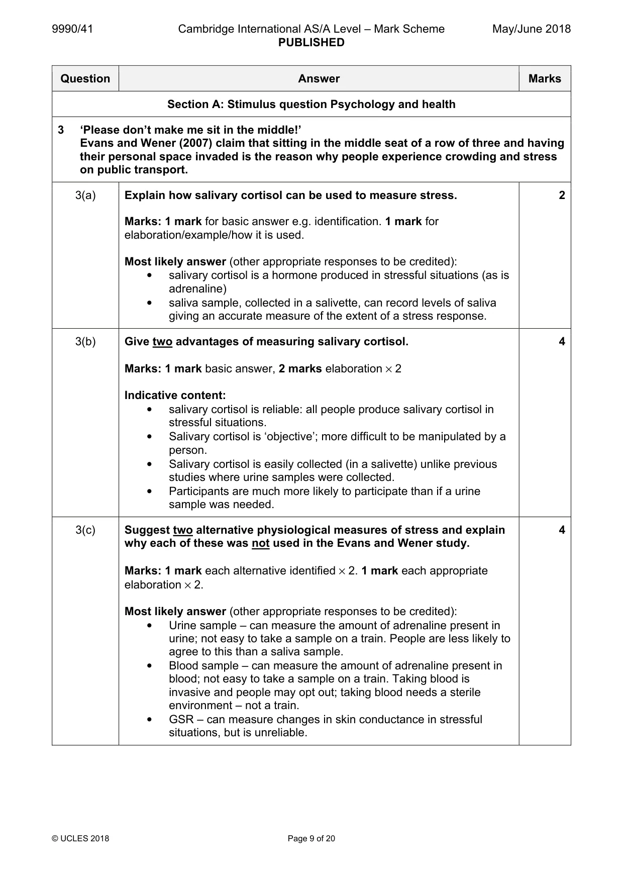 Mark scheme, page 9 of 20