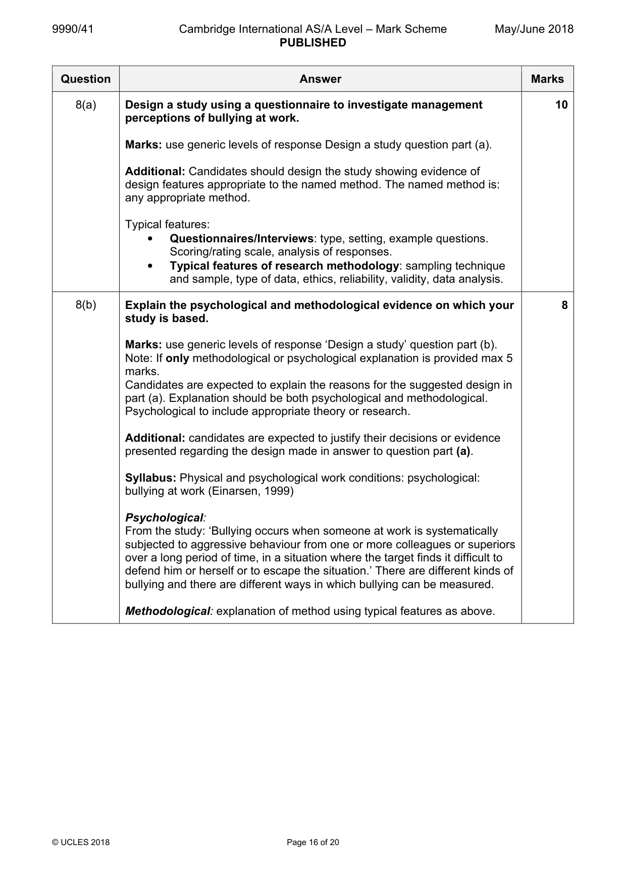 Mark scheme, page 16 of 20