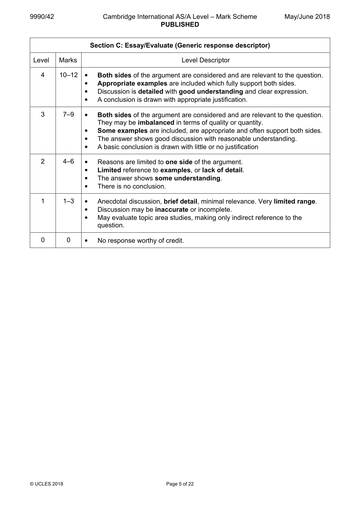 Mark scheme, page 5 of 22
