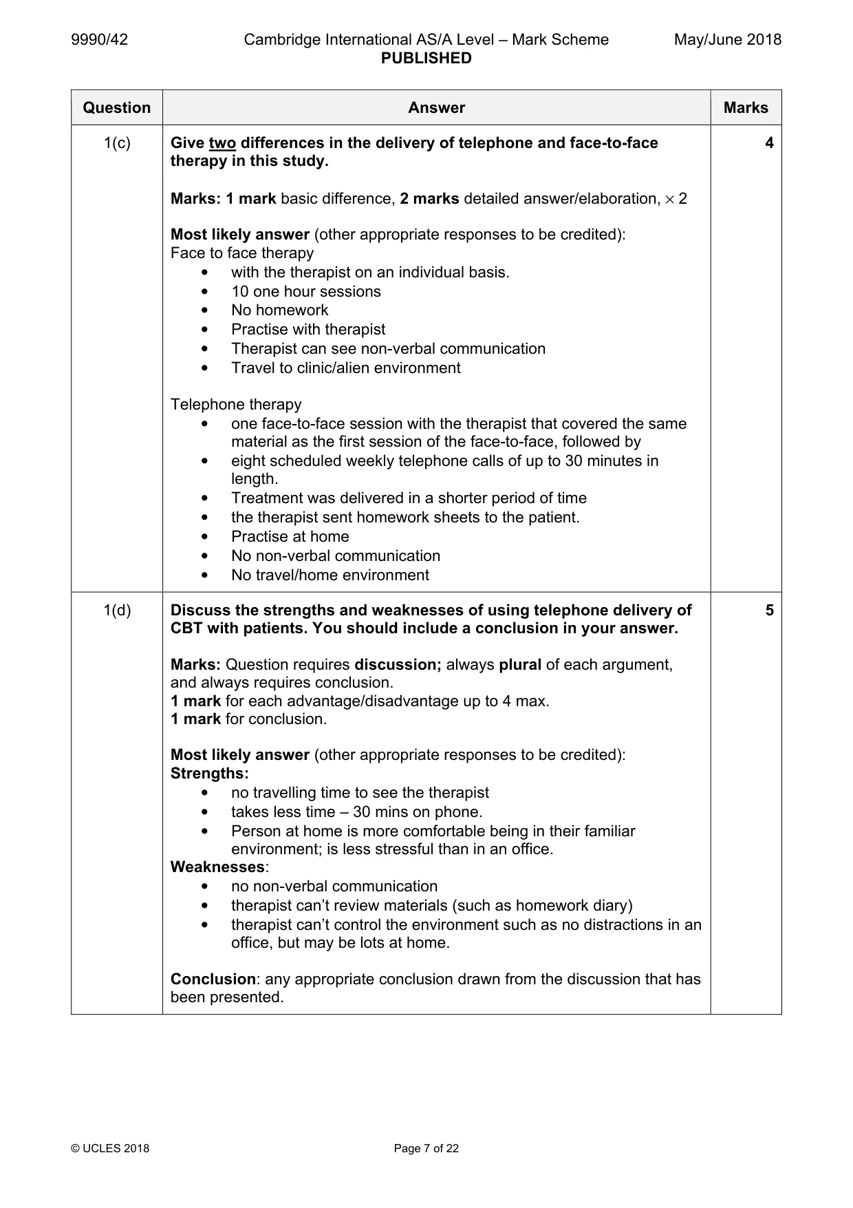 Mark scheme, page 7 of 22