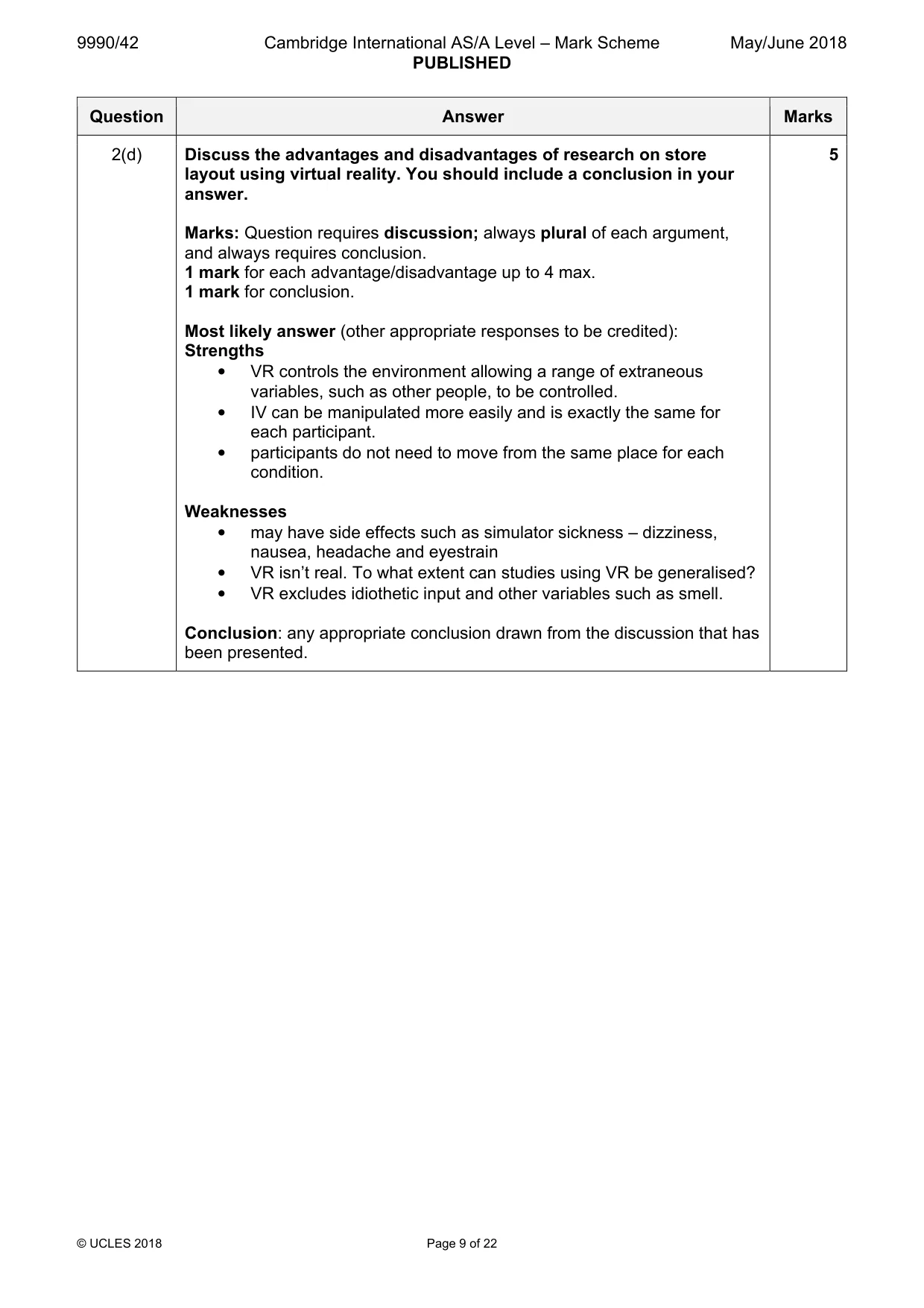 Mark scheme, page 9 of 22