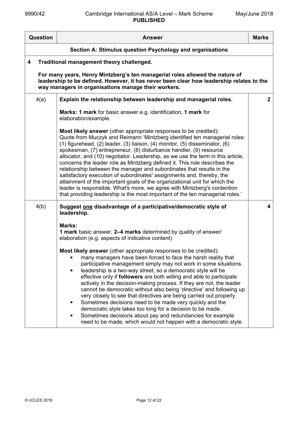 Mark scheme, page 12 of 22