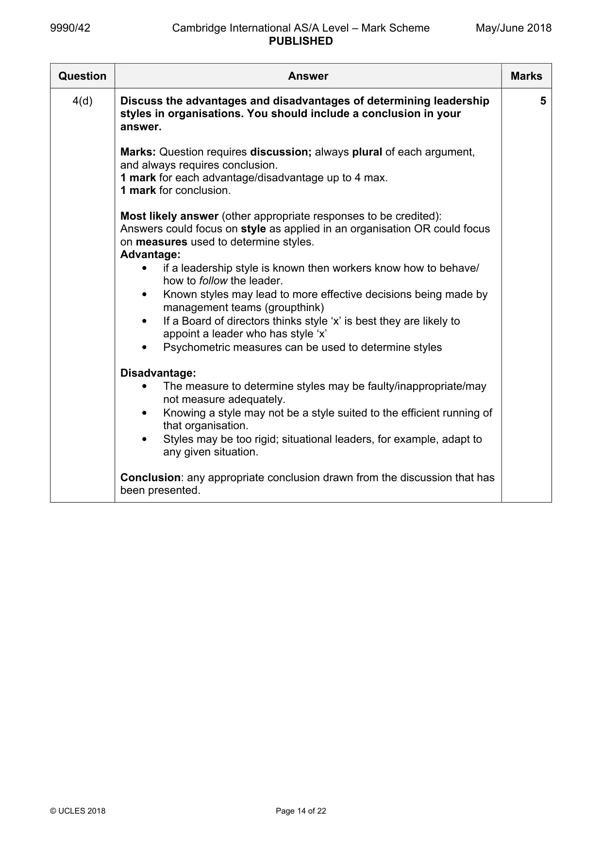 Mark scheme, page 14 of 22
