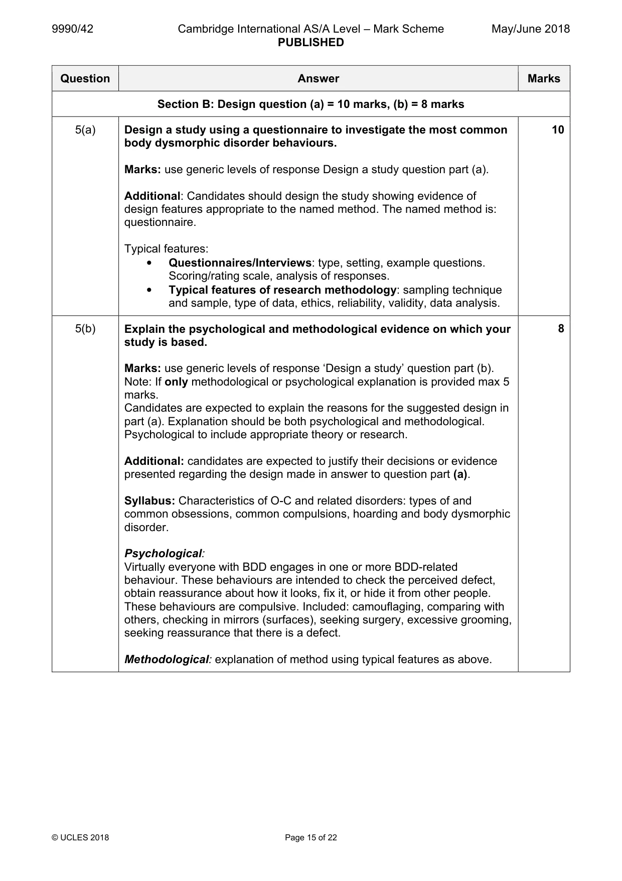 Mark scheme, page 15 of 22