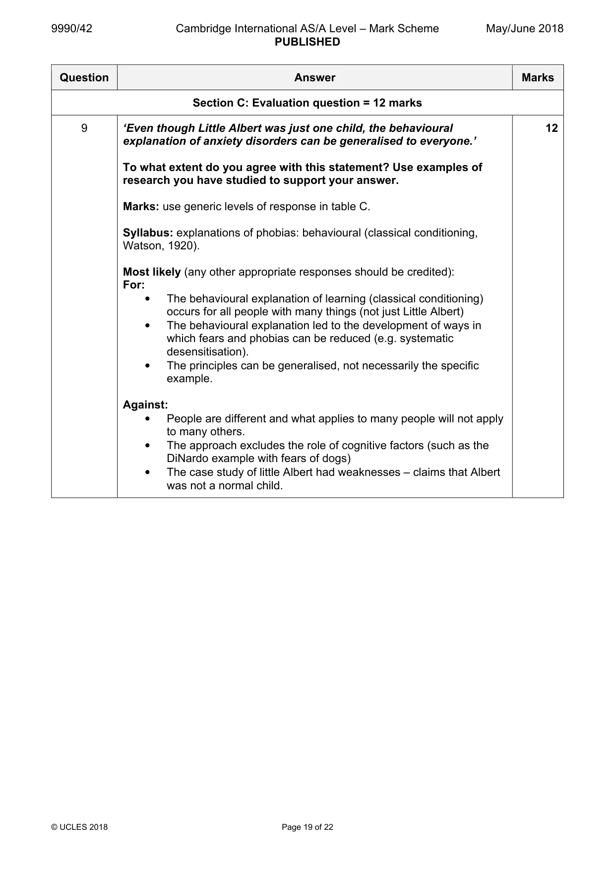 Mark scheme, page 19 of 22