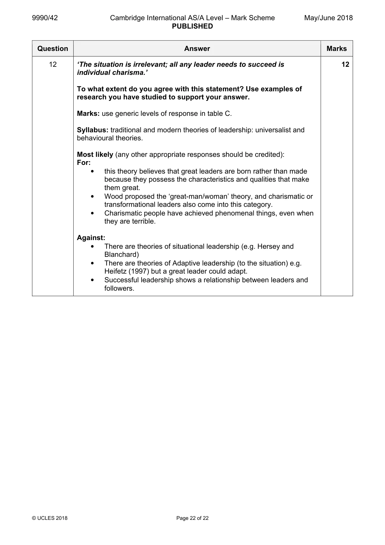Mark scheme, page 22 of 22