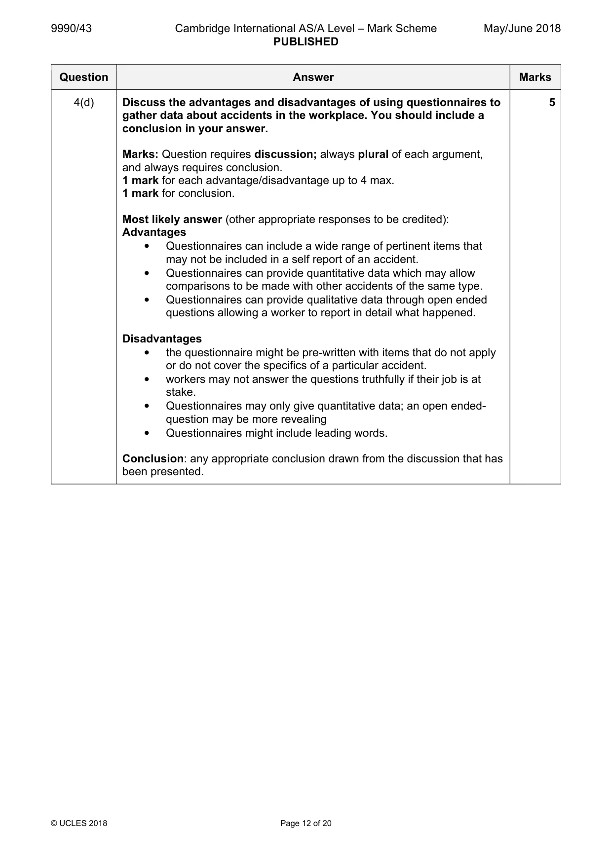 Mark scheme, page 12 of 20