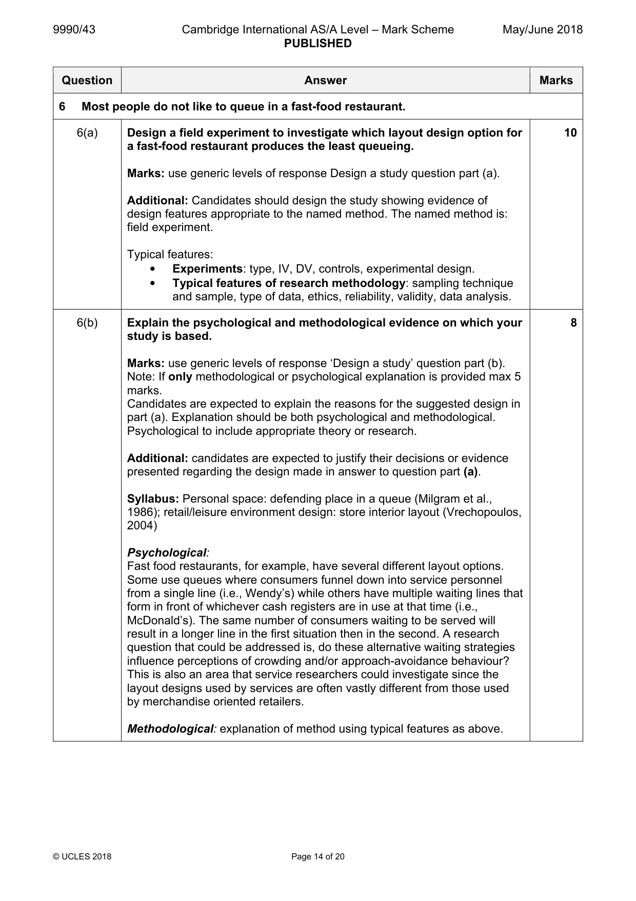 Mark scheme, page 14 of 20