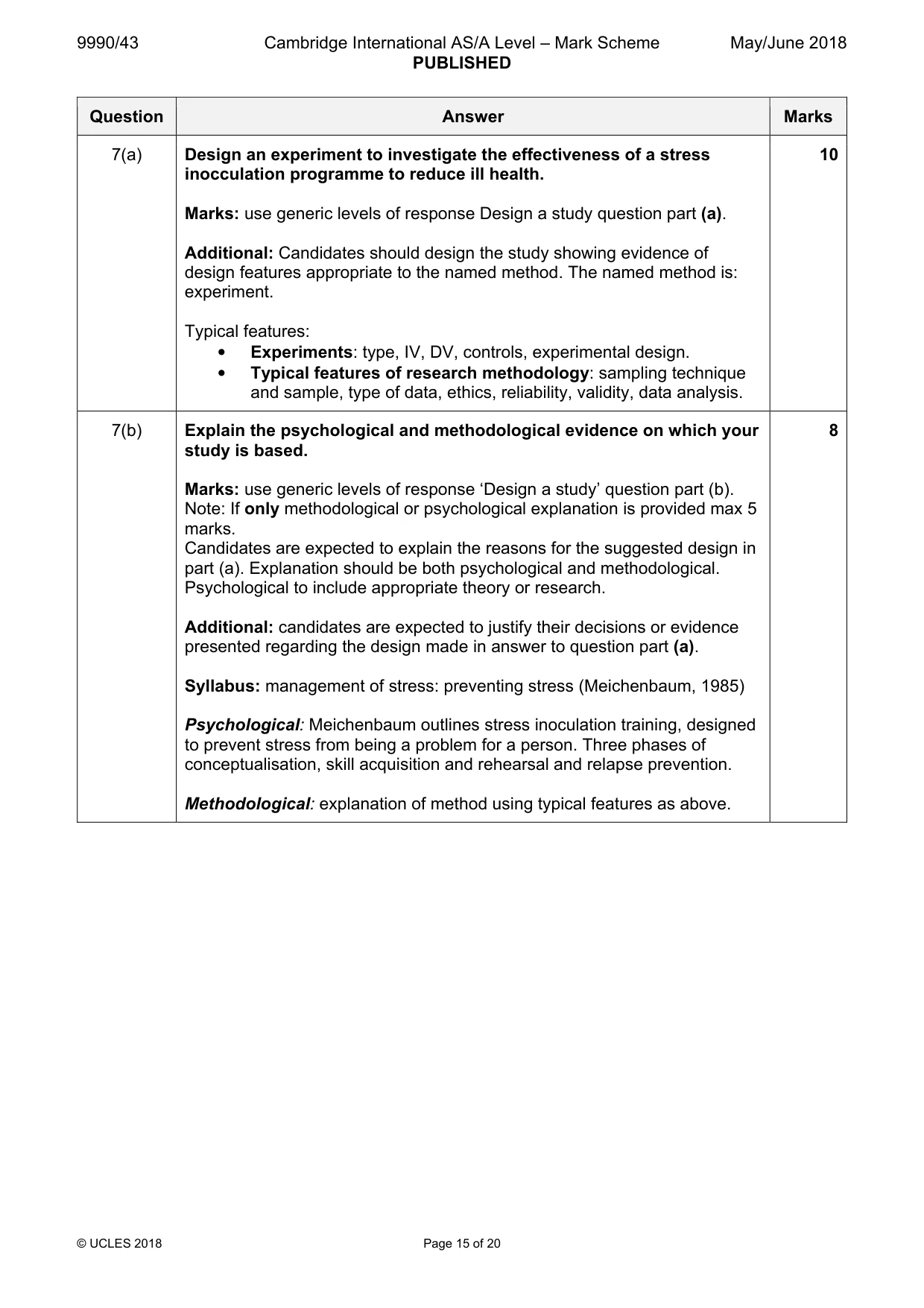 Mark scheme, page 15 of 20