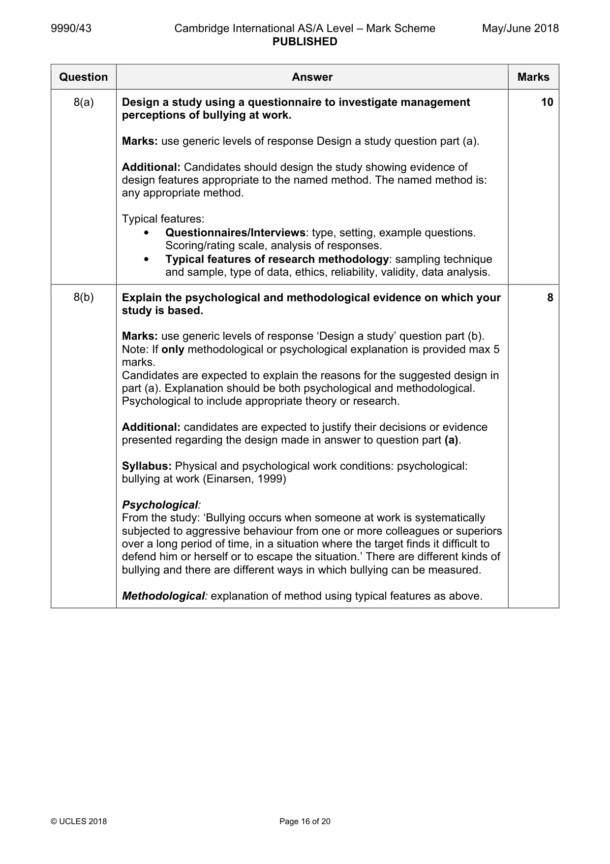 Mark scheme, page 16 of 20