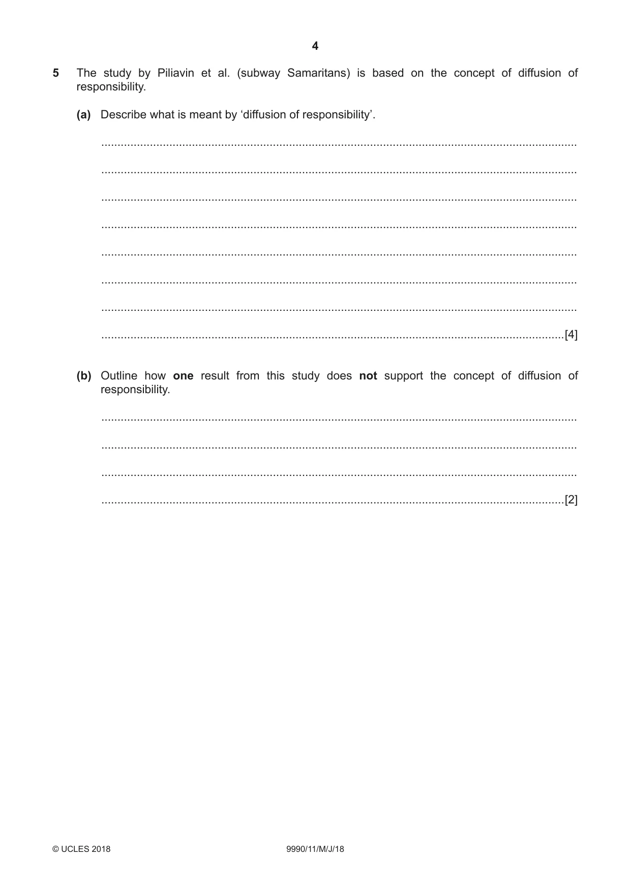 Cambridge A Level Psychology (from 2018) 9990 2018 May/June Paper 1 · Variant 1 question paper, page 4 of 8