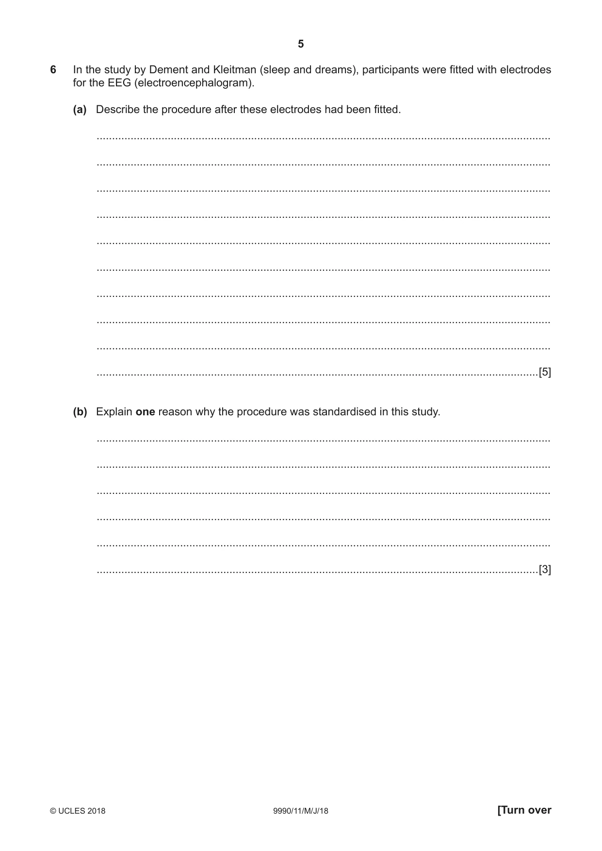 Cambridge A Level Psychology (from 2018) 9990 2018 May/June Paper 1 · Variant 1 question paper, page 5 of 8