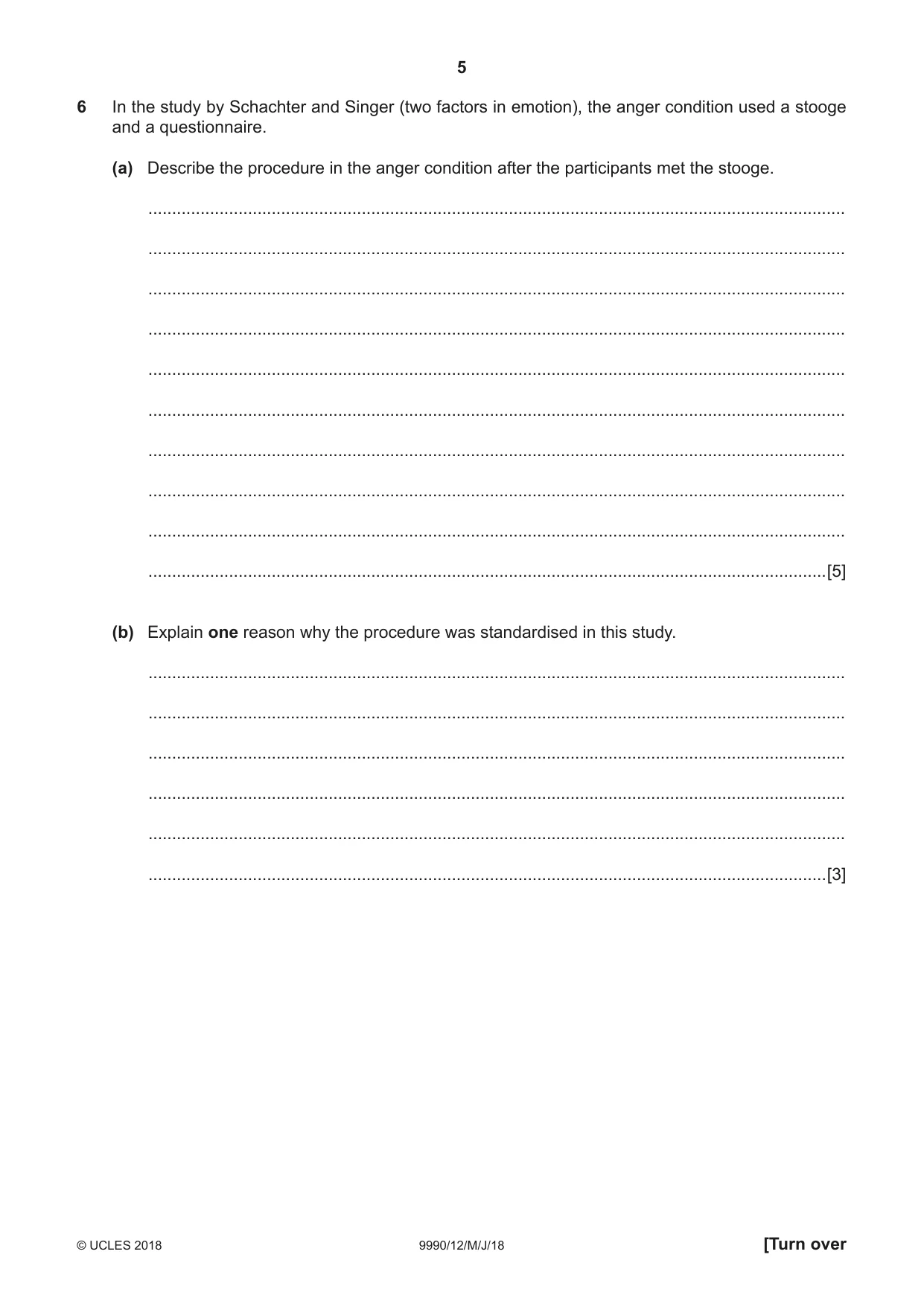 Cambridge A Level Psychology (from 2018) 9990 2018 May/June Paper 1 · Variant 2 question paper, page 5 of 8