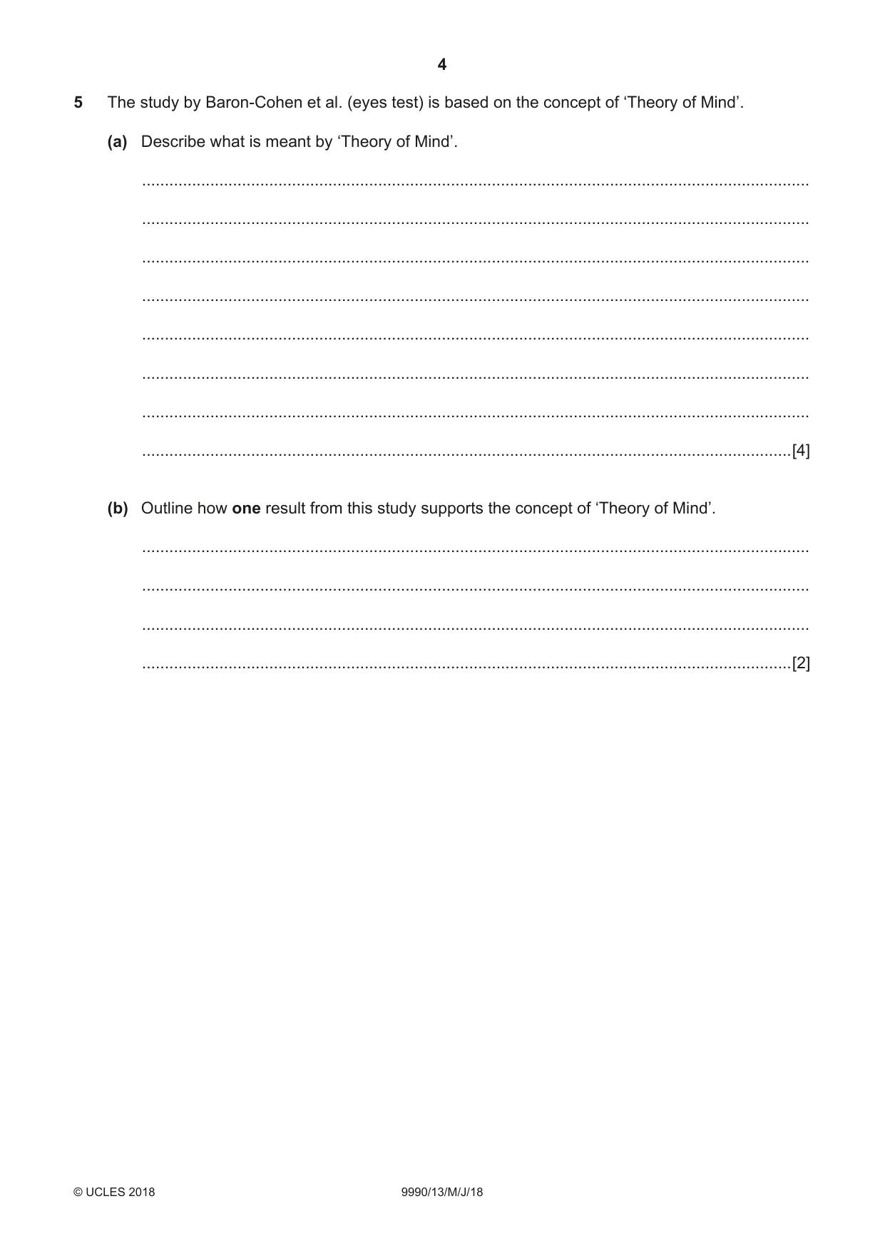 Cambridge A Level Psychology (from 2018) 9990 2018 May/June Paper 1 · Variant 3 question paper, page 4 of 8