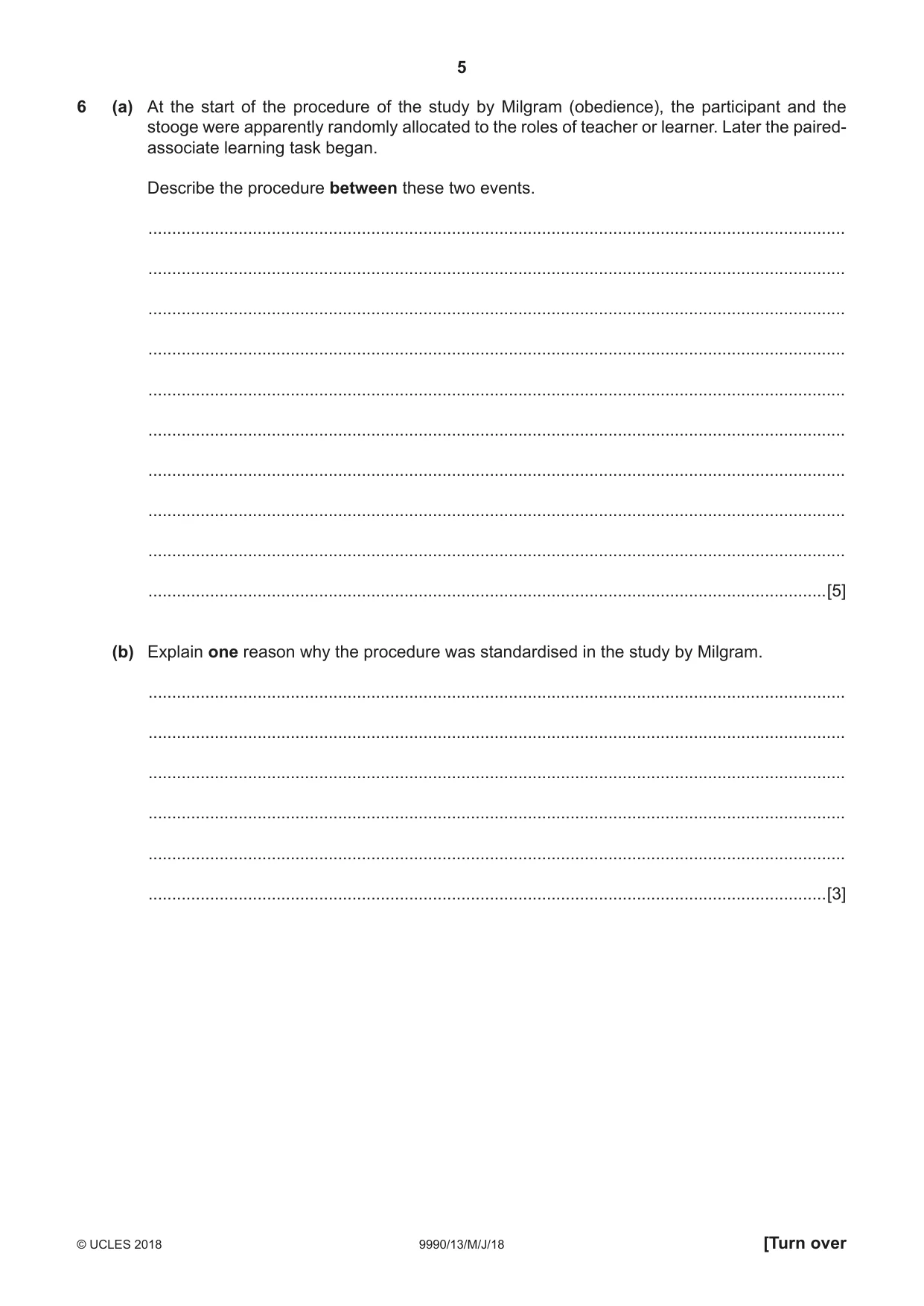 Cambridge A Level Psychology (from 2018) 9990 2018 May/June Paper 1 · Variant 3 question paper, page 5 of 8