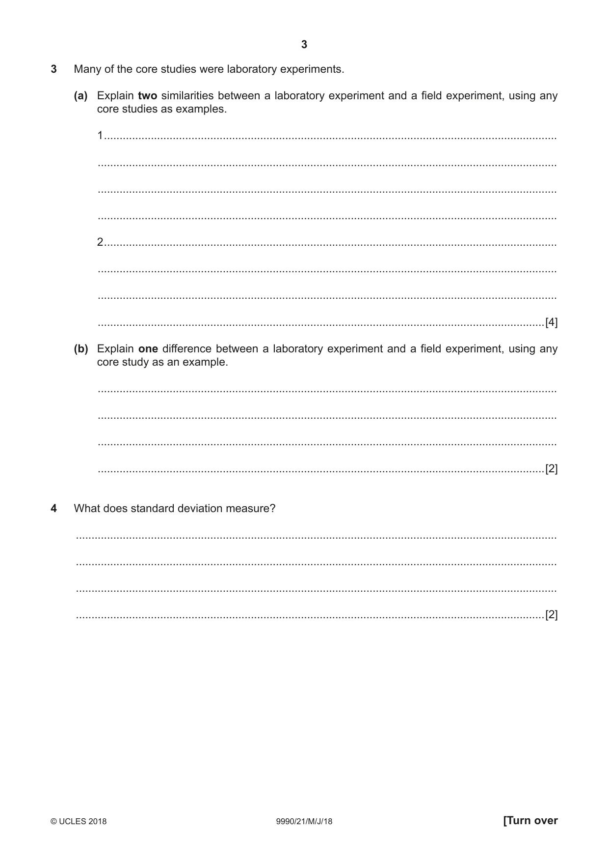 Cambridge A Level Psychology (from 2018) 9990 2018 May/June Paper 2 · Variant 1 question paper, page 3 of 12