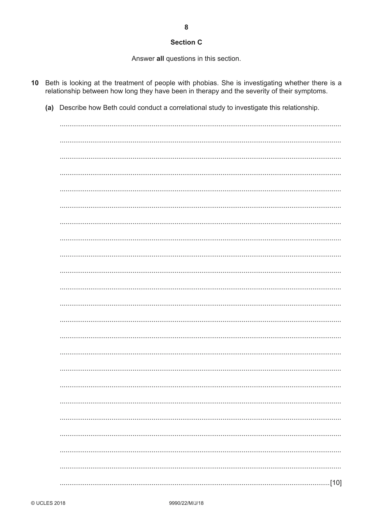 Cambridge A Level Psychology (from 2018) 9990 2018 May/June Paper 2 · Variant 2 question paper, page 8 of 12